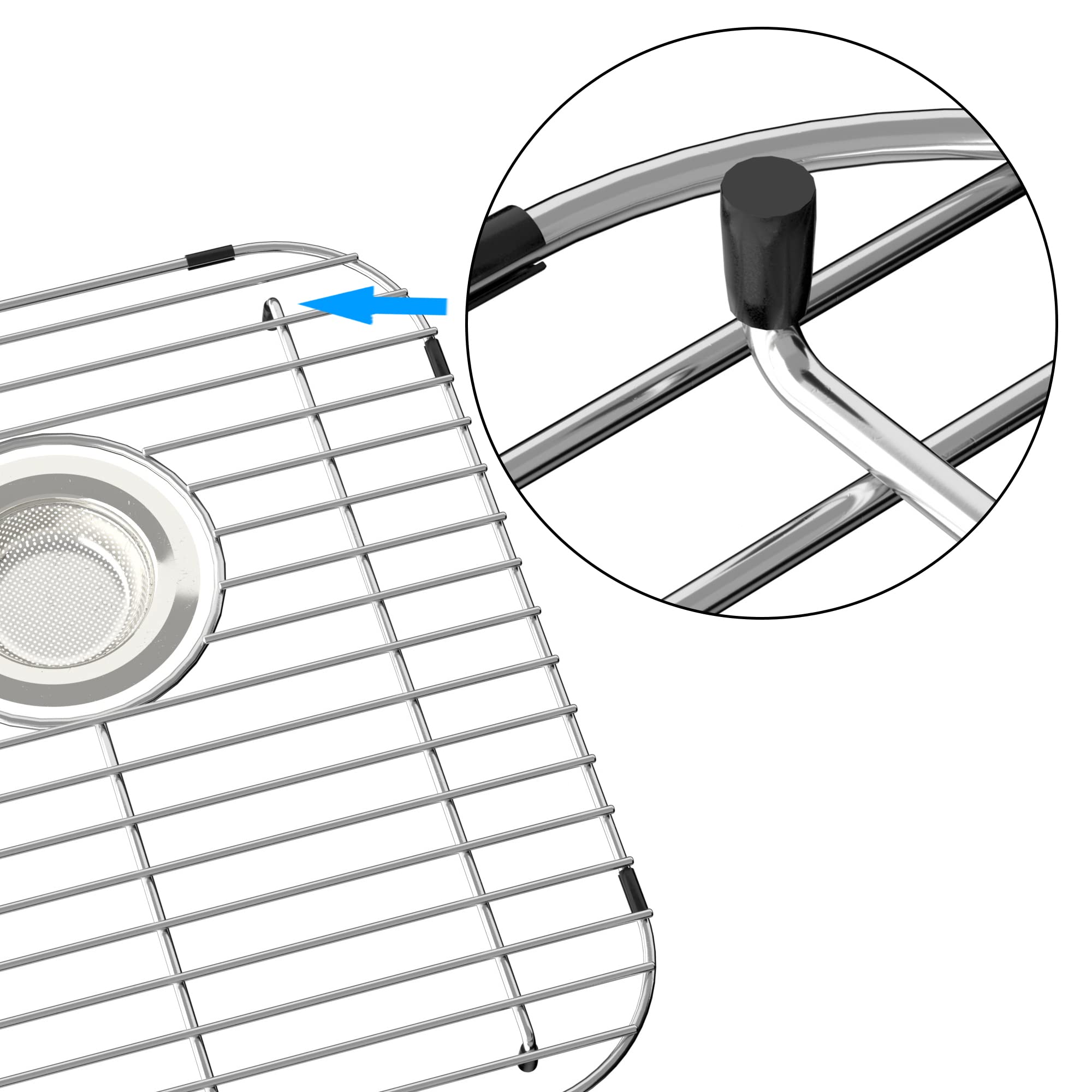Alonsoo Sink Protectors for Kitchen Sink Stainless Steel Sink Grid  Sink Rack for bottom of Sink 13.2''L?1.6''W with Center Drain 1 Pack