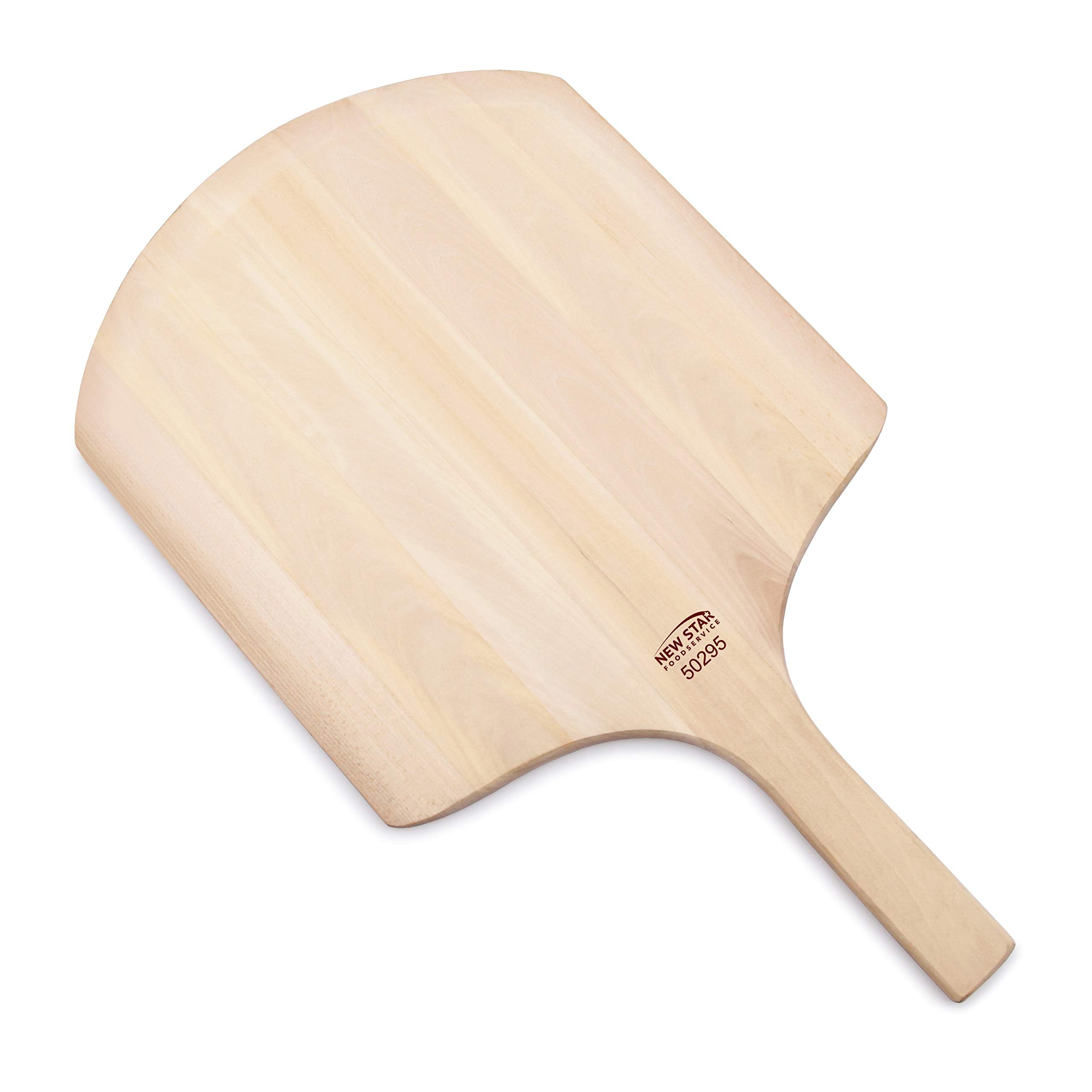 New Star Foodservice 50295 Restaurant-Grade Wooden Pizza Peel, 16'' L X 14'' W Plate, With 10'' L Wooden Handle, 24'' Overall Le