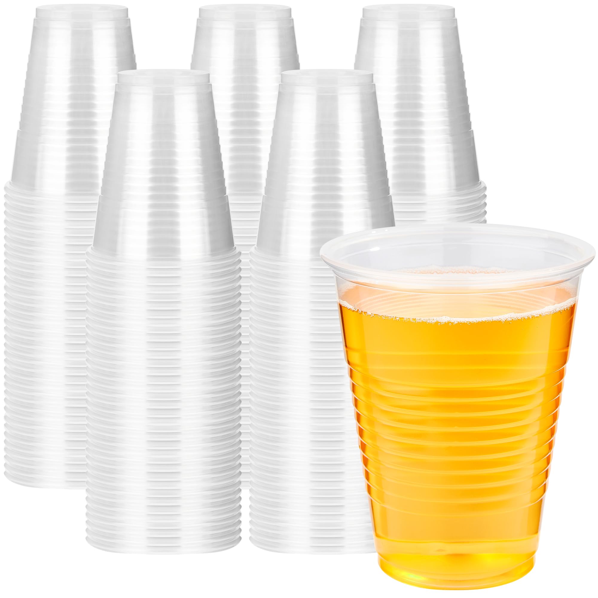 RACETOP 100 Pack 7 oz Plastic Cups, Clear Disposable Plastic Cups Bulk, Cold Drinking Party Cup, Transparent for Wedding, Thanks