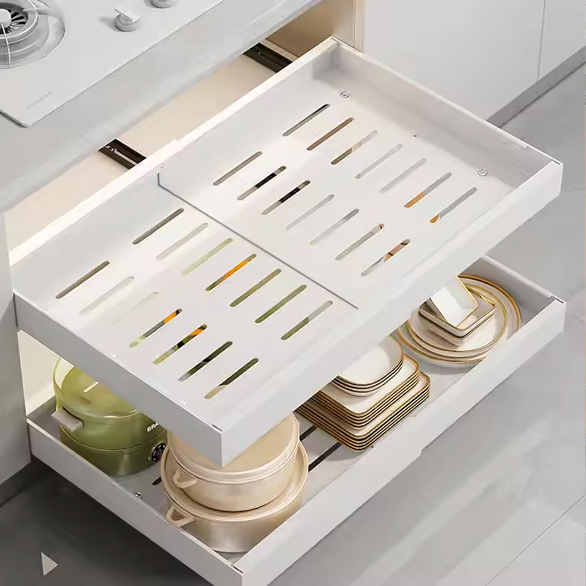 Homeessentials Pull Out Cabinet Organizer  Slide Out Drawers For Kitchen/Extendable Drawer Cabinets/Easy Access & Smooth Operat
