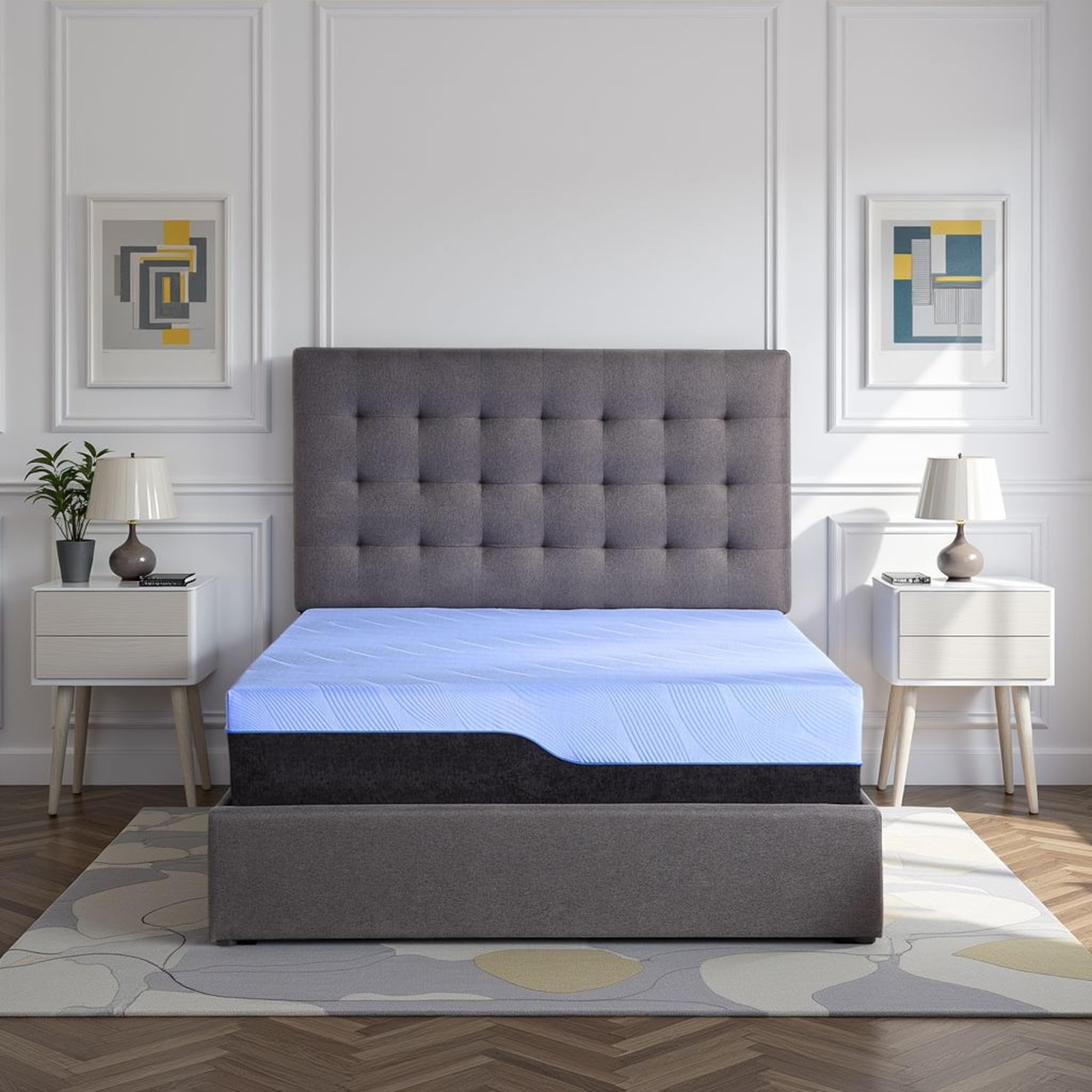 Bridgevine Home Blue Ice Yarn Cool To Touch Hybrid Mattress, Anti-Inflammatory Copper Infused Memory Foam Technology, Adaptive S