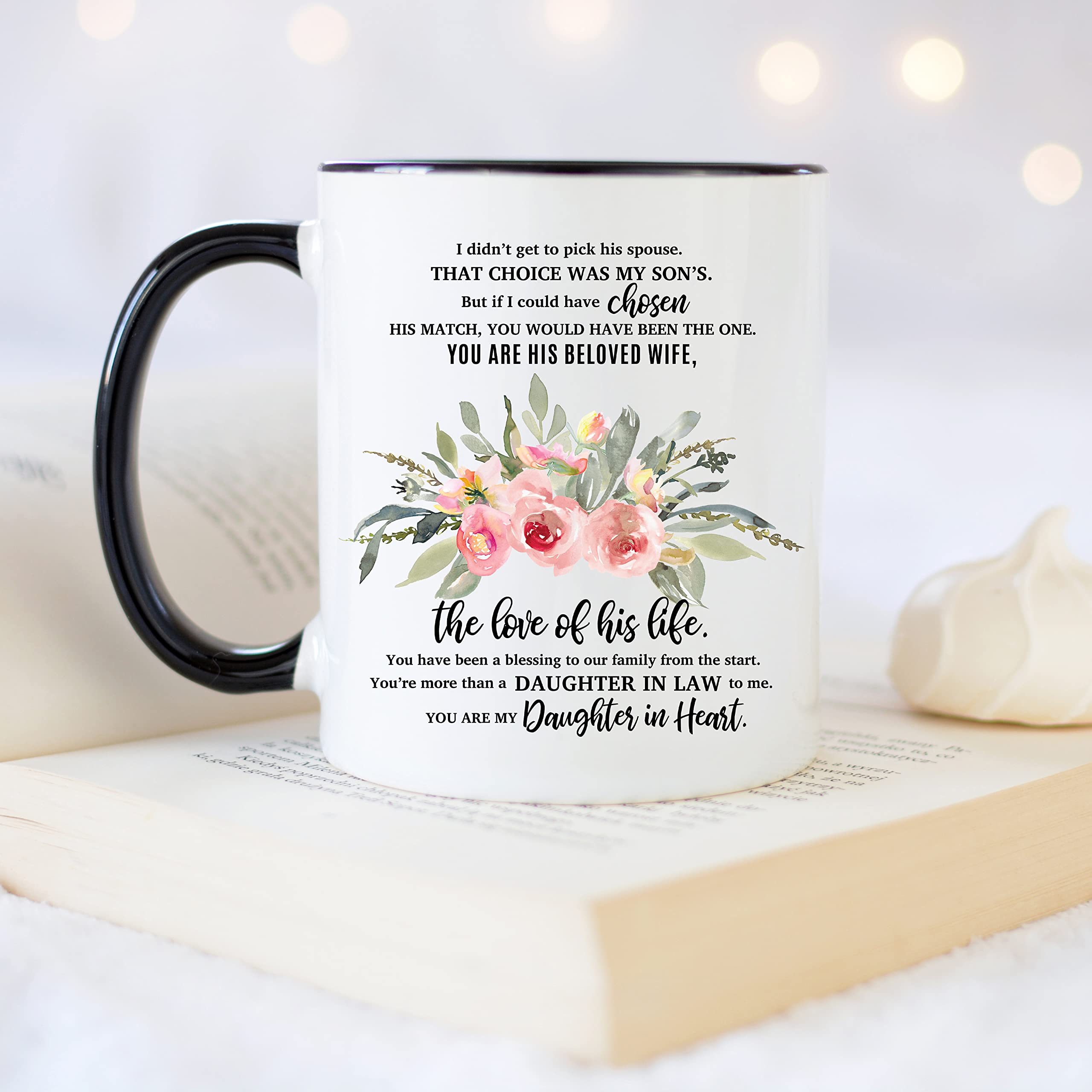 YouNique Designs To Daughter In Law Mug, 11 Ounces, Daughter In Law Gifts from Mother In Law (Black Handle)