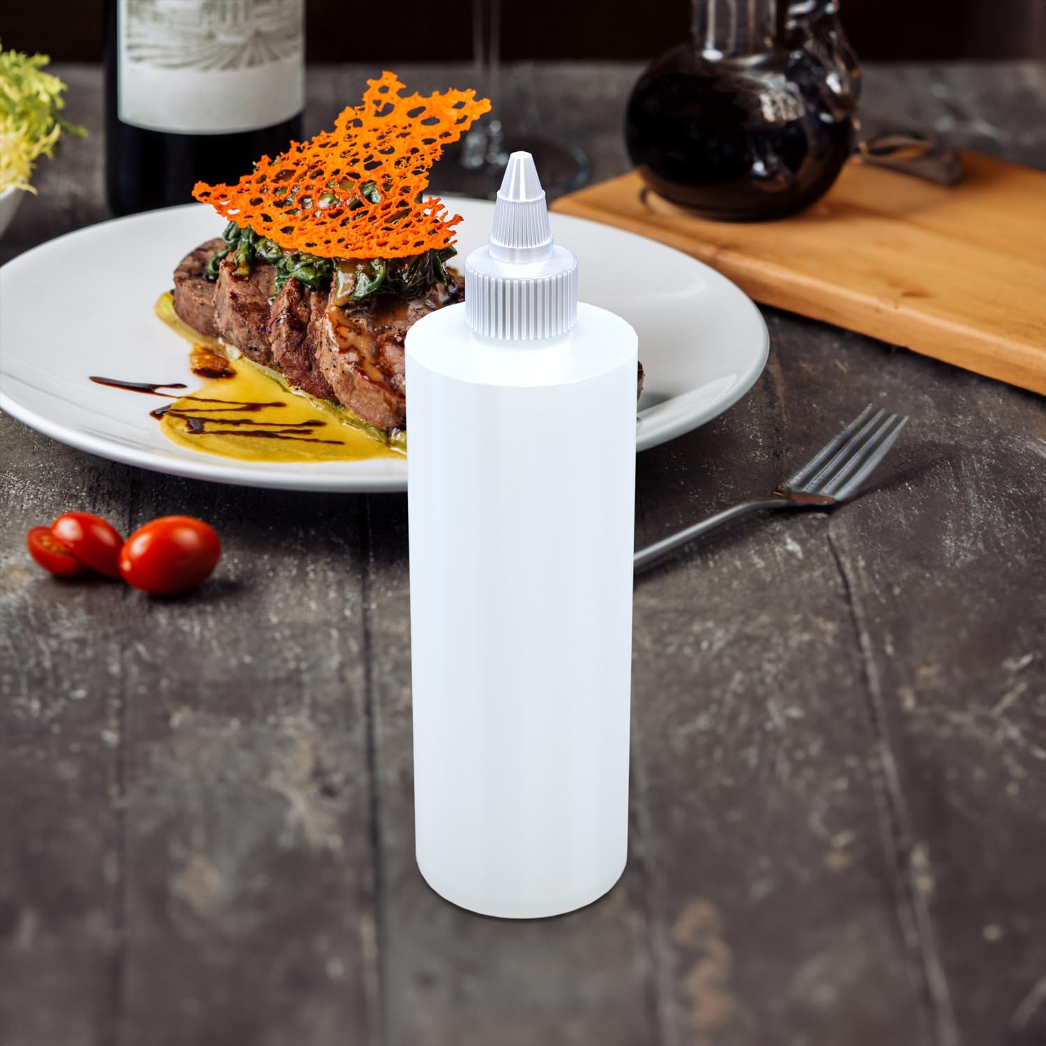 Brightfrom Condiment Squeeze Bottles, 8 Oz Empty Squirt Bottle With Clear Twist Top Cap, Leak Proof - Great For Ketchup, Mustard