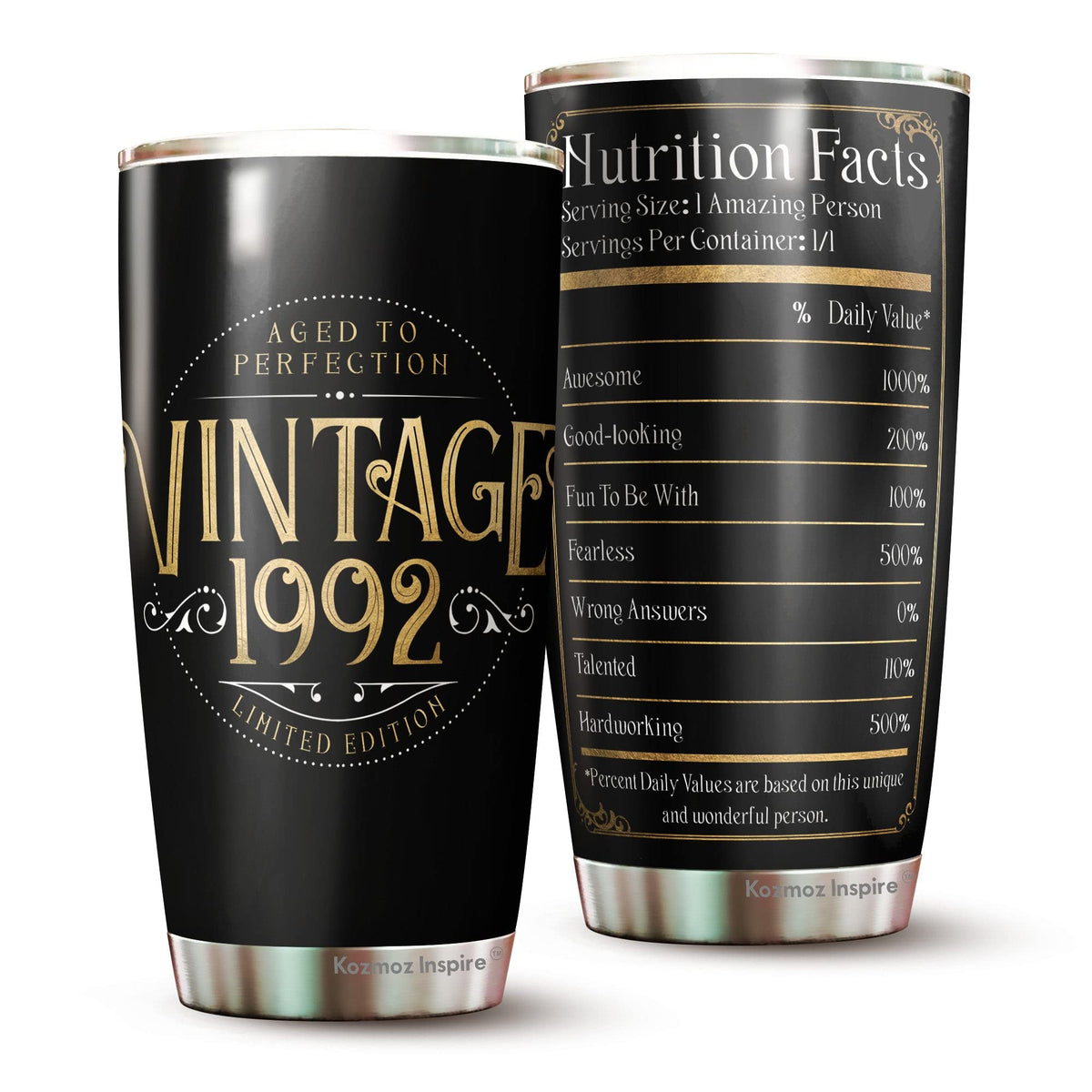 Kozmoz Inspire 30Th Birthday Tumbler Gifts For Women Men - 1992 Nutrition Facts Tumbler 20Oz - 30Th Birthday Decorations For Her