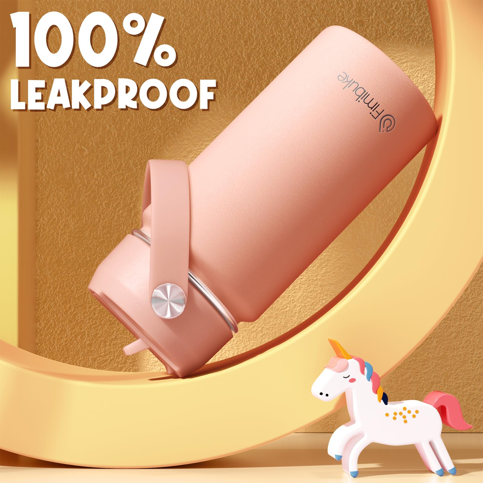 Fimibuke Kids Insulated Water Bottle - 14Oz Bpa-Free Double Wall Vacuum Tumbler 18/8 Stainless Steel Leak Proof Kids Cups With S
