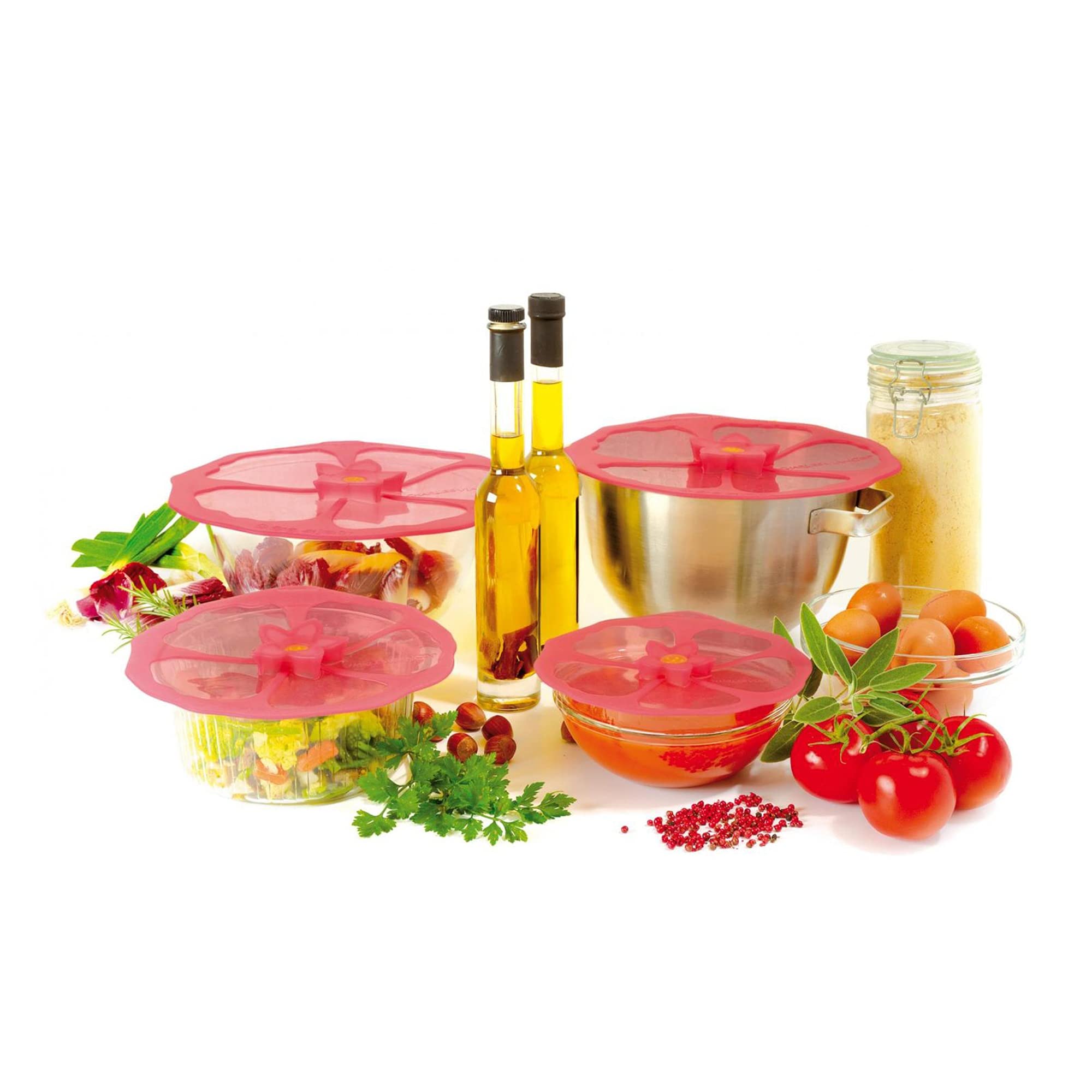 Charles Viancin - Hibiscus Silicone Lid For Food Storage And Cooking - 11''/28Cm - Airtight Seal On Any Smooth Rim Surface - Bpa
