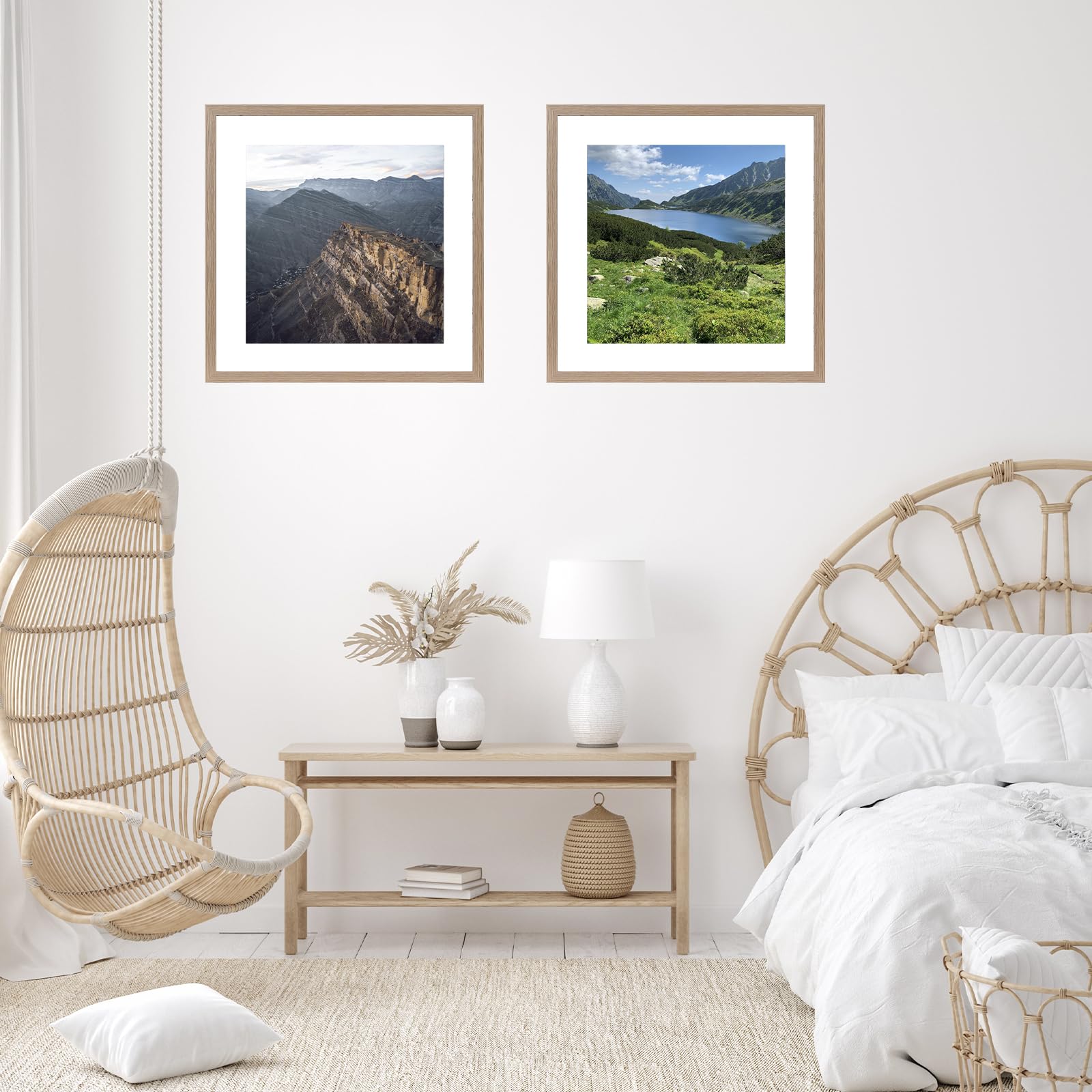 JCJMY 22x22 Picture Frame Rustic Brown with 18x18 Mat, Display Photo 18x18 with Mat or 22 x 22 Without Mat, Wall Hanging Large 2