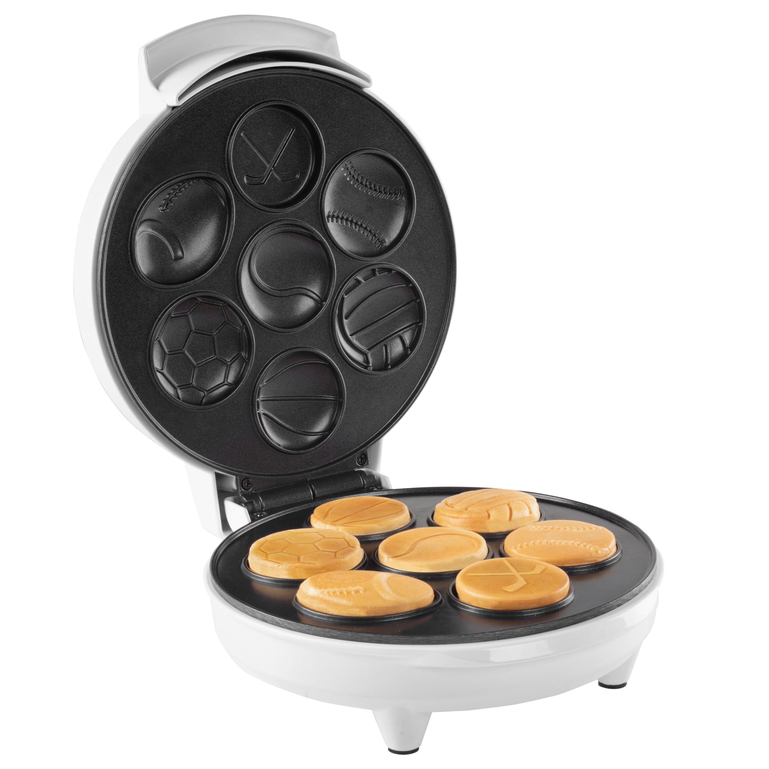 Sports Waffle Maker- Make Breakfast a Slam Dunk for Kids- Bakes 7 Themed Pancakes Including Football  Baseball  Basketball  Soccer  Tennis & More- Electric Nonstick Pan Cake Baker- Eat on the Go