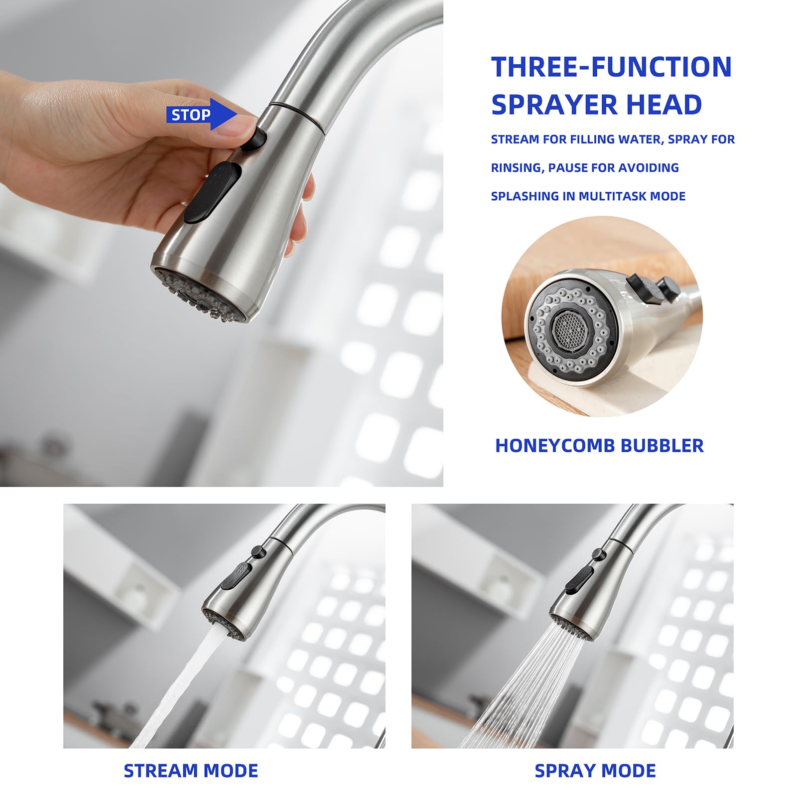 Hghgk Touchless Kitchen Faucet With Soap Dispenser And Pull Down Sprayer - Single Handle Sensor Kitchen Sink Faucet, 1 Or 3 Hole