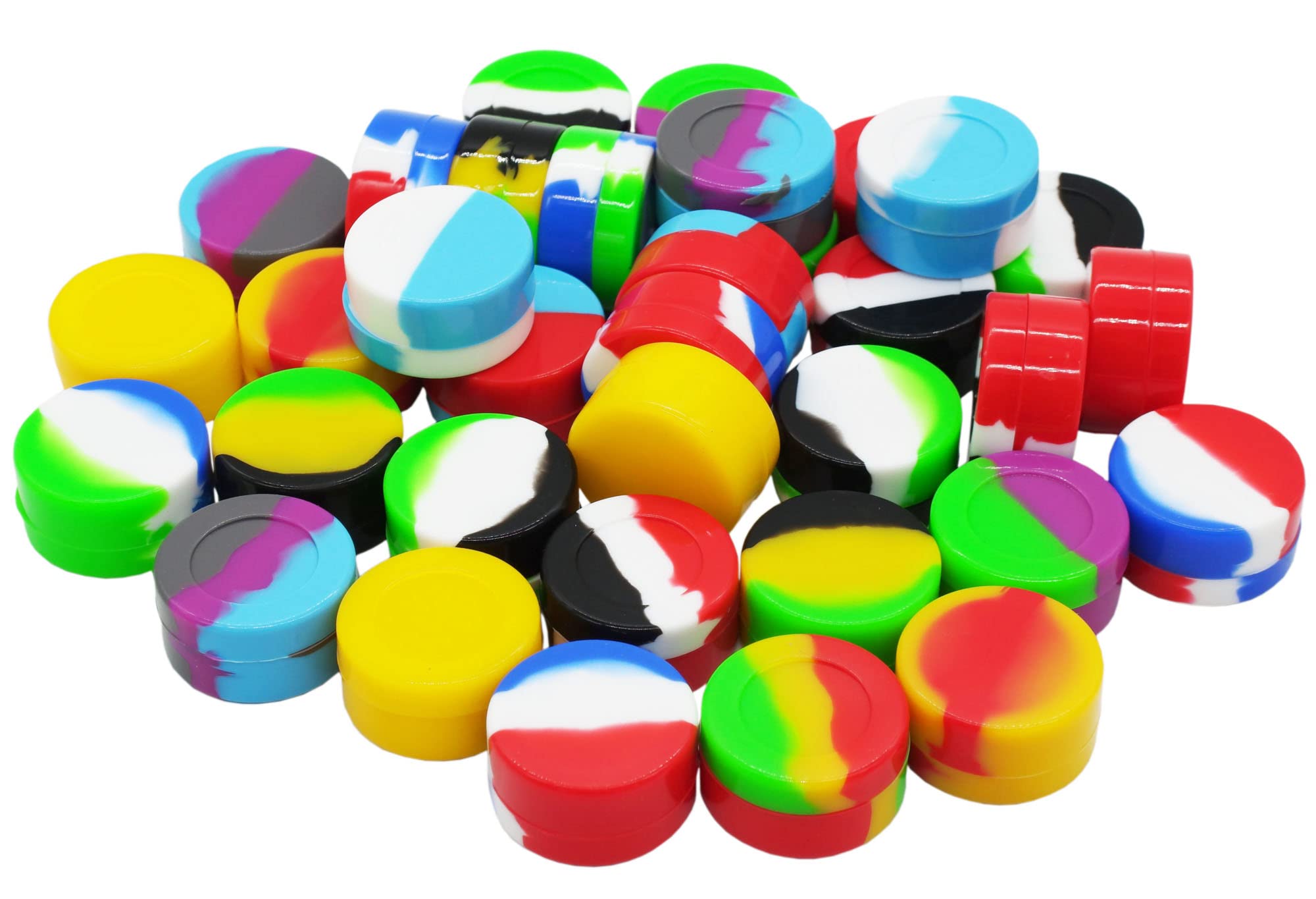 Pearwell 7Ml Non-Stick Silicone Wax Containers Concentrate Sealed Oil Jars Multi Use (50), Multicolor