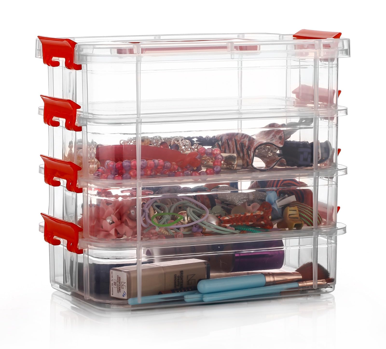 Hollio Plastic Boxes For Storage Transparent Boxes For Storage, Portable & Stackable Space Saving Organiser With Lid For Medicin