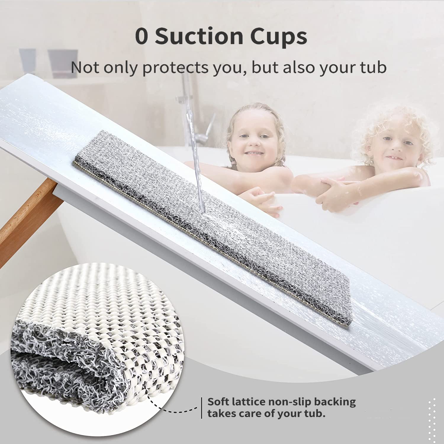 Rzoysia 0.6'' Thick Non Slip Bath Tub Shower Mat 24X24Inch Bathmat For Tub Pvc Loofah Foot Massage Mat For Bathroom Without Suct