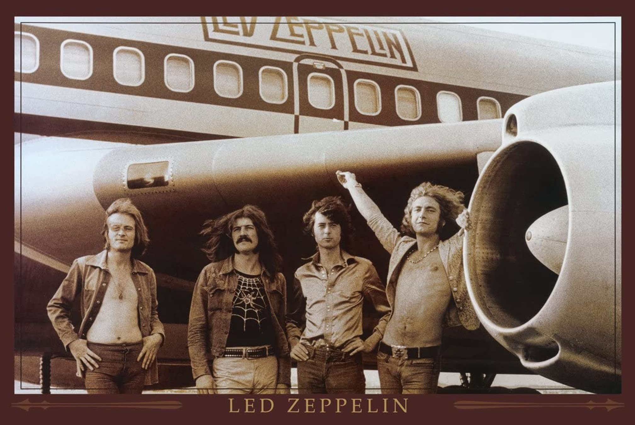 Buyartforless Led Zeppelin The Starship Airplane 36X24 Music Art Print Poster Wall Decor Classic Image, Multicolor