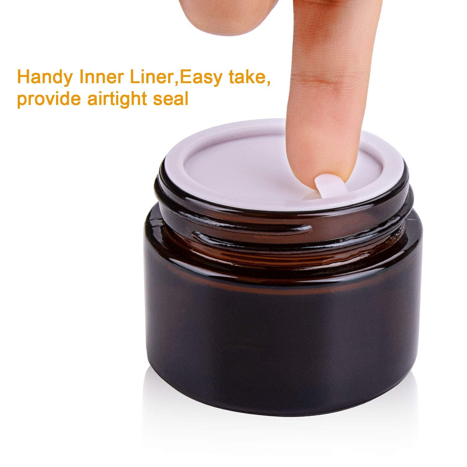 Encheng Cosmetic Jars, 40 Pack Of 1.7 Oz Amber Round Glass Jars, With Inner Liners And Black Lids,Empty Cosmetic Containers,Crea