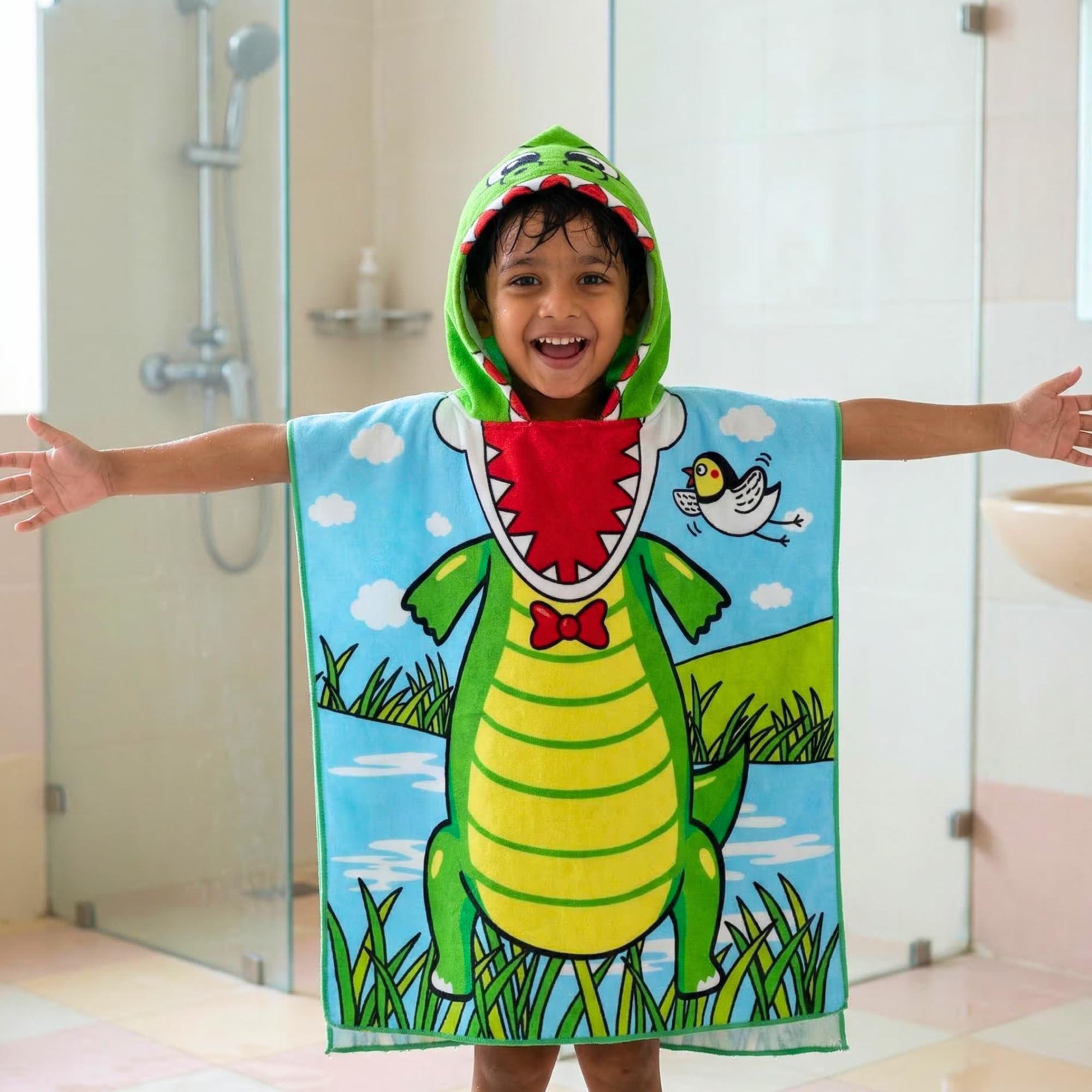 Famyo Poncho Hooded Towel For Kids 17 Years | Quick Dry Kids Towel | Soft Lightweight Baby Wrap For Beach | 60 X 60Cm Toddler P