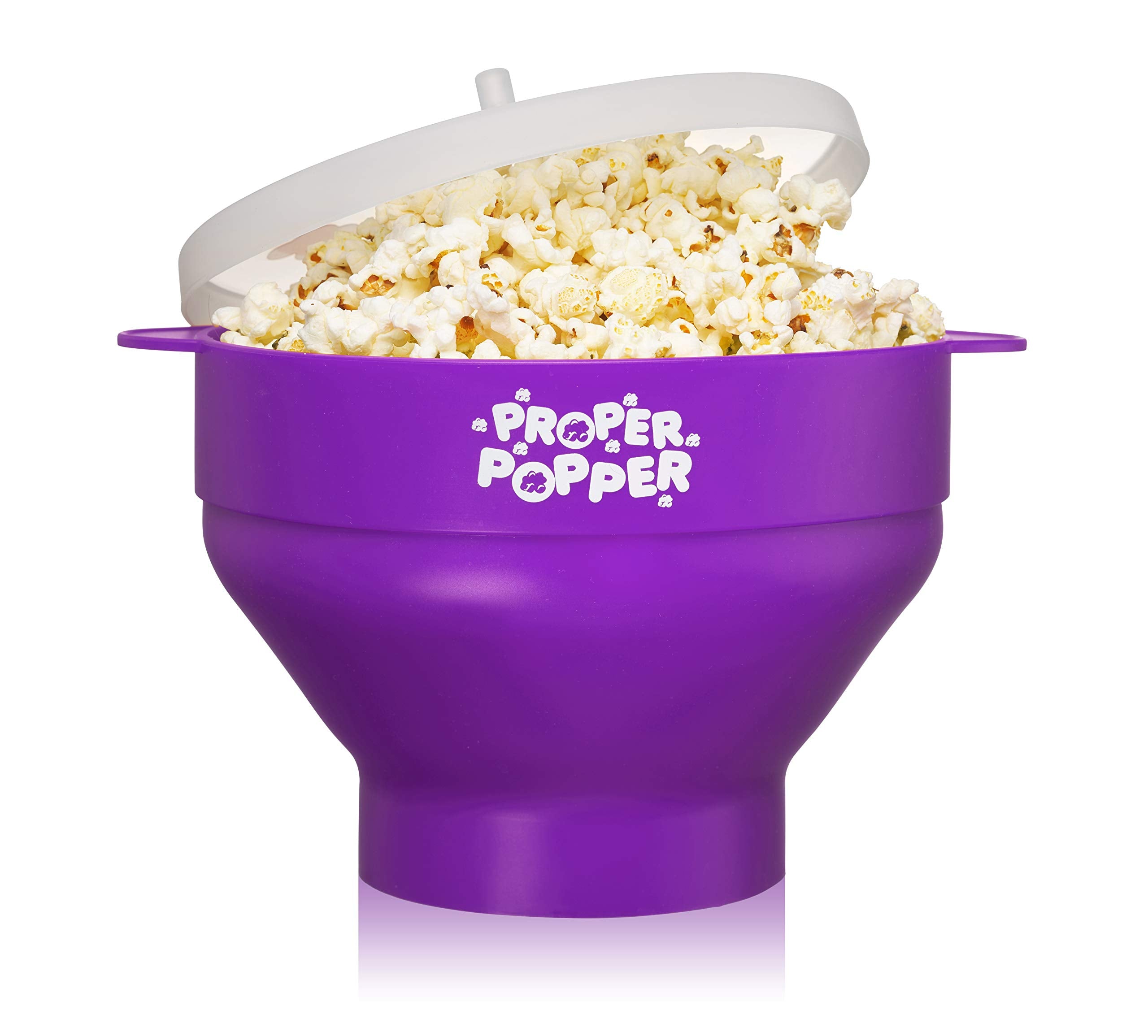 The Original Proper Popper Microwave Popcorn Popper, Silicone Popcorn Maker, Collapsible Bowl Bpa Free & Dishwasher Safe - (Purp