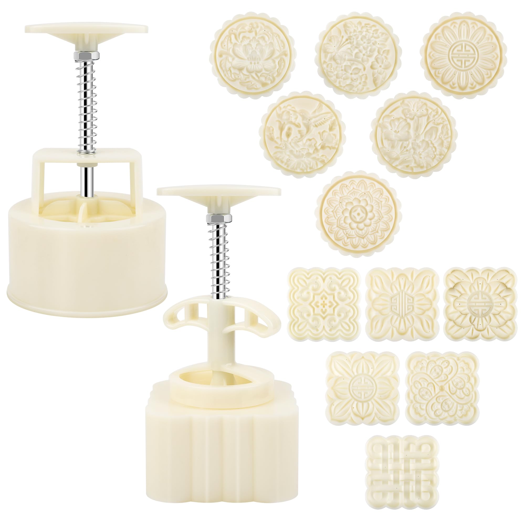 Moon Cake Mould, Luxiv 12 PCS Pattern Hand-Pressure Mooncake Molds for Mid-Autumn DIY Pastry Tool 2 Sets with 6pcs Round Flower 