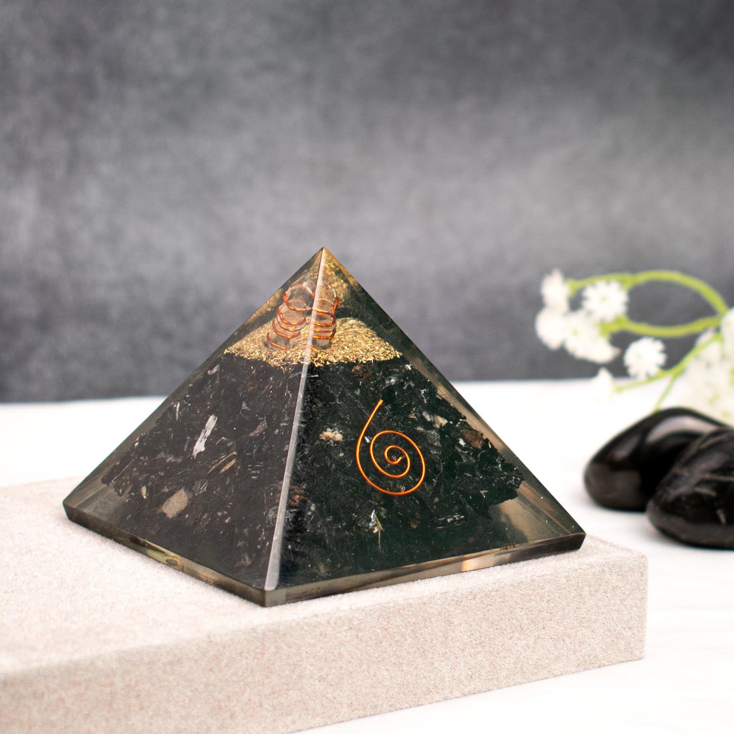 Astrotalk Black Obsidian Resin Pyramid | Protection, Grounding & Healing Energy Pyramid | Vastu Items for Home Decor | Office Table Decoration Items | Gift for Man & Woman