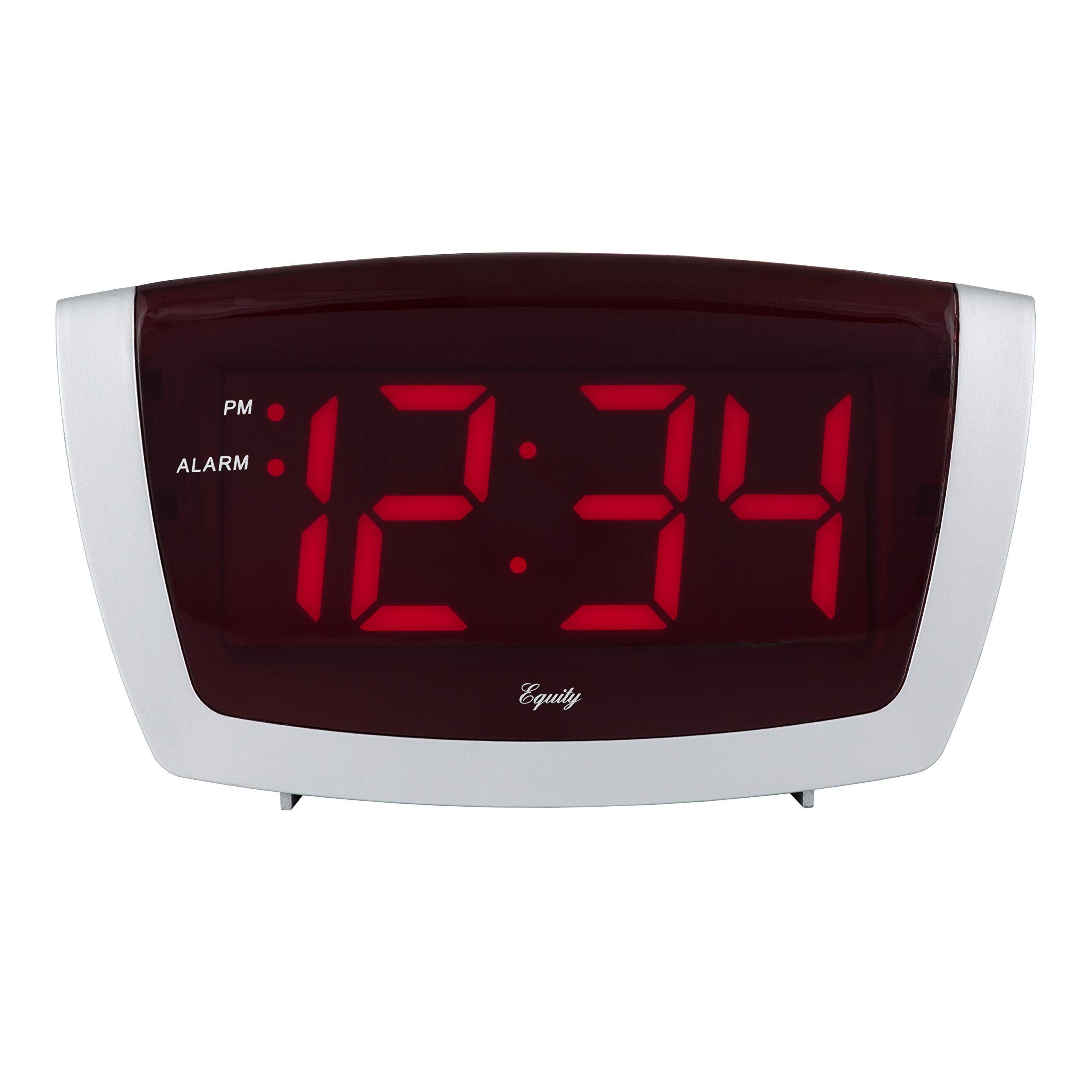 Equity 75906 LED Alarm Clock with High/Low Dimmer, 1.8, Red