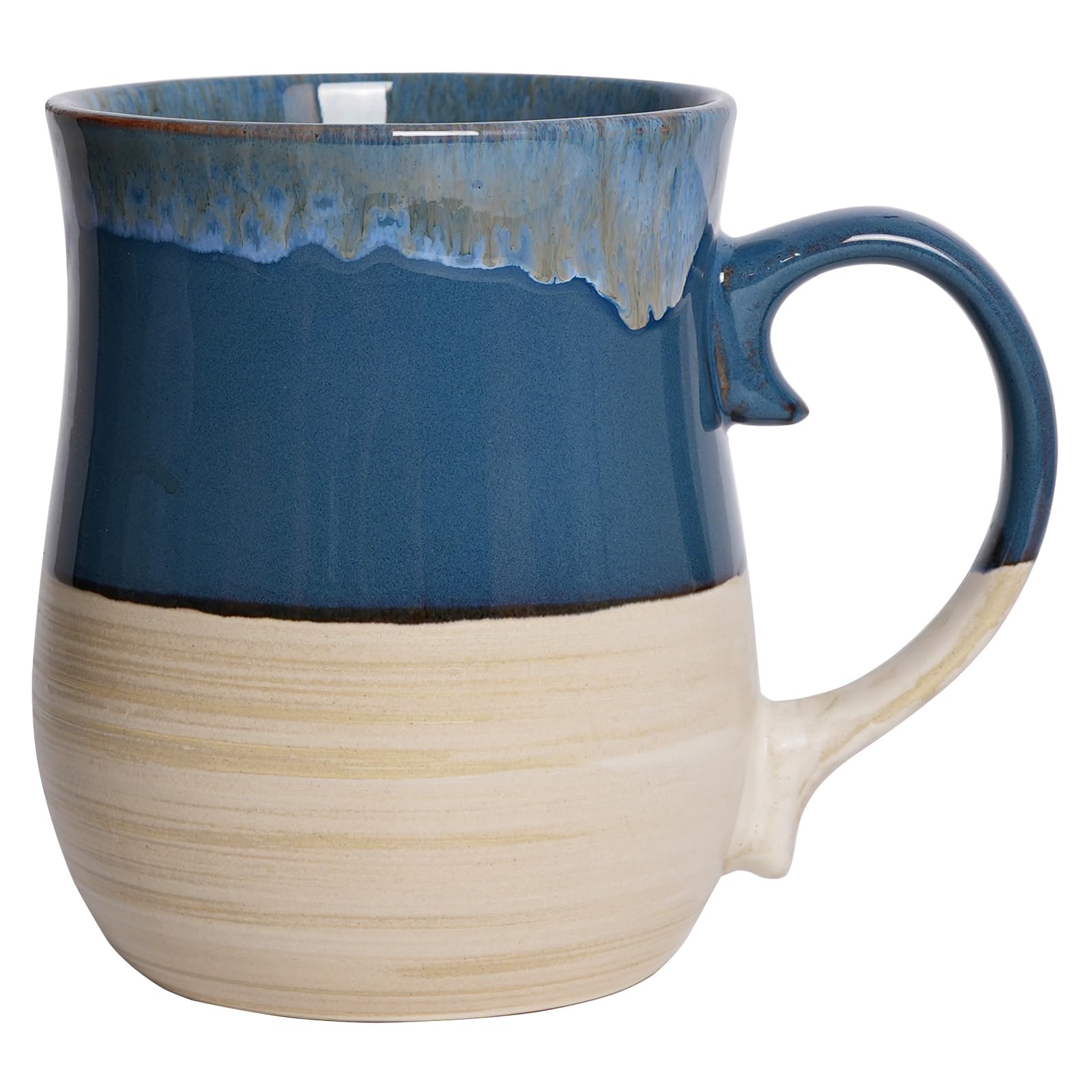 Bosmarlin Extra Large Ceramic Coffee Mug, 26 Oz, Dishwasher and Microwave Safe, Big Oversized Tea Cup, Reactive Glaze (Deep blue