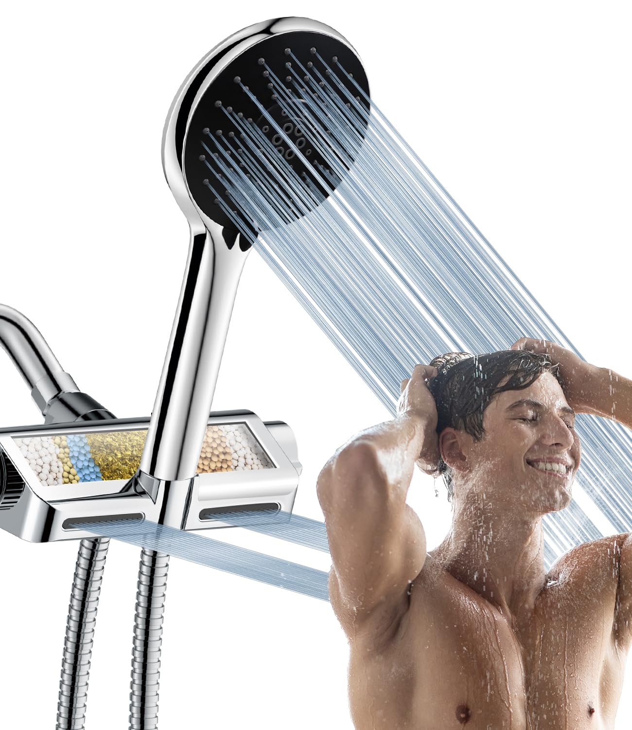 Filtered Shower Head With Handheld Combo, High Pressure Shower Filter For Healthier Hair & Skin, Upgrade Shower Head Holder With