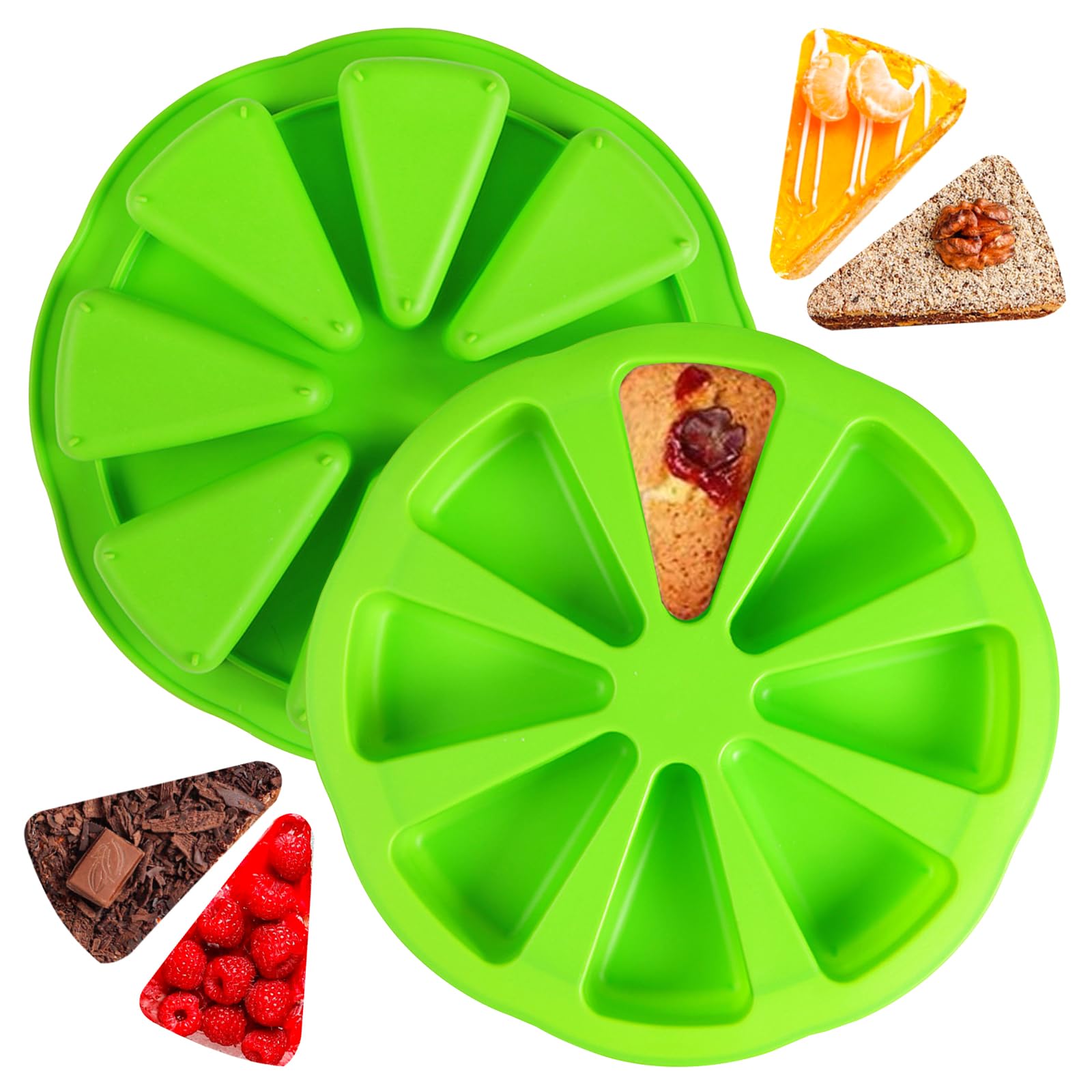 Fchil Silicone Scone Baking Pan 8Cavity Triangle Cake Mold 28.4cm