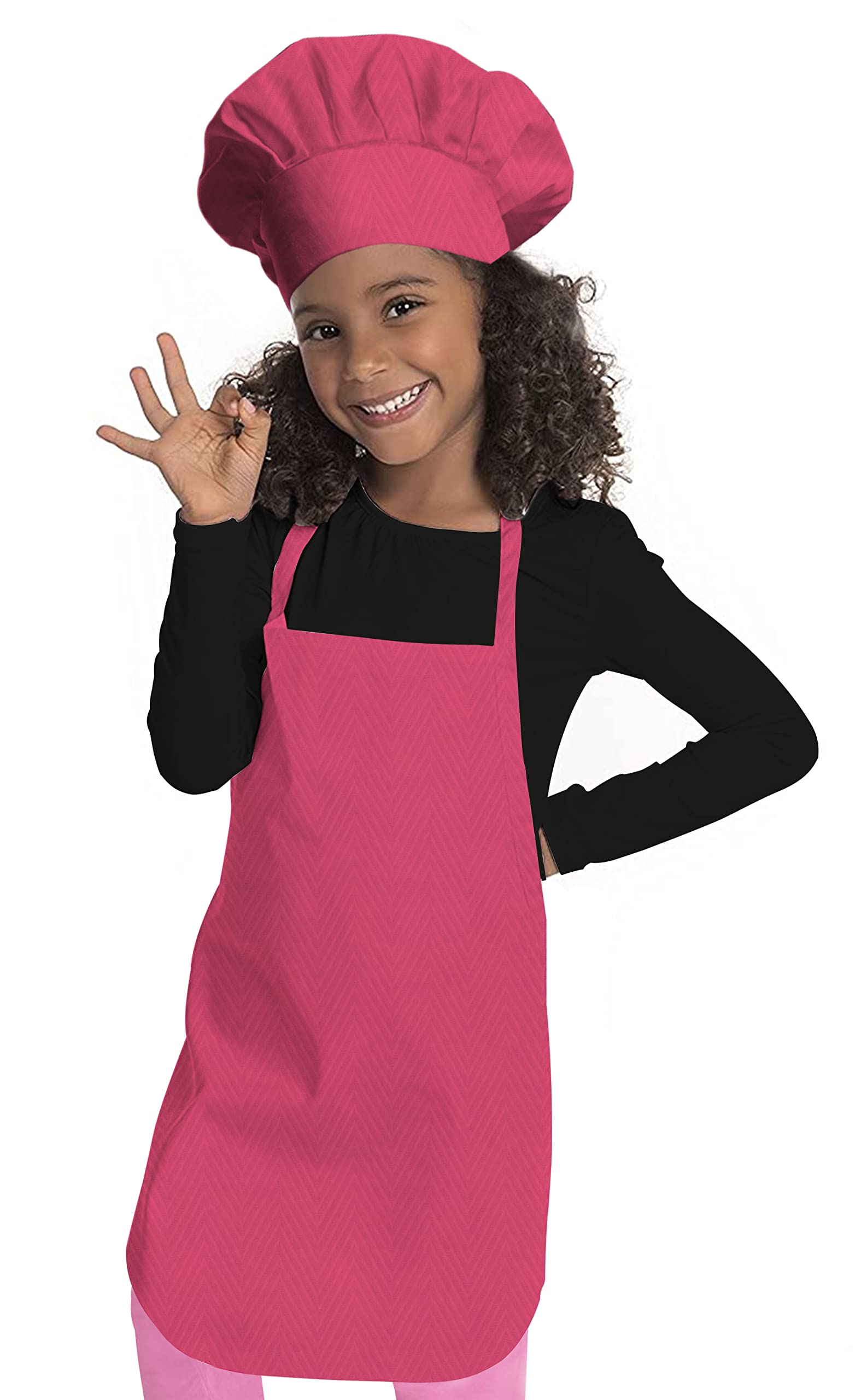 Oasis Home Collection Cotton Eyecatching Kids Apron With Chef Cap  Pack Of 1 (Pink)