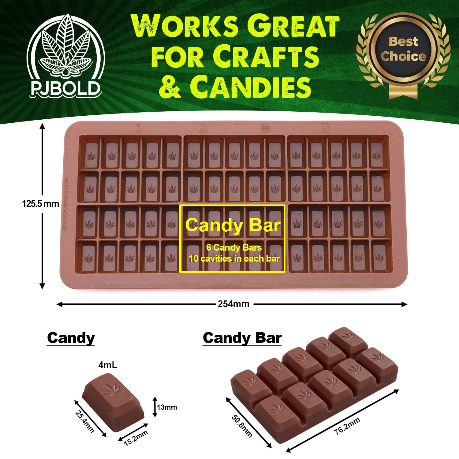 Small Leaf Chocolate Bar Silicone Candy Mold Trays, 2 Pack