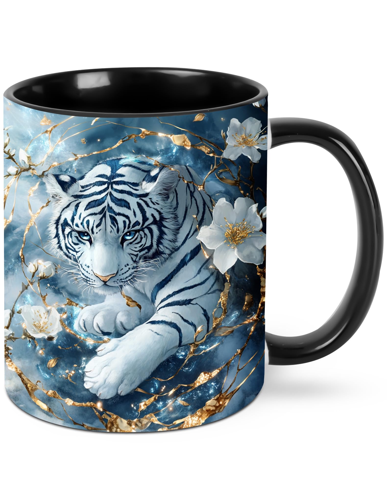 Yrebyou Tiger Coffee Mug Ceramic Tea Cup 11oz Novelty Mugs with Handle Presents for Office Work Home