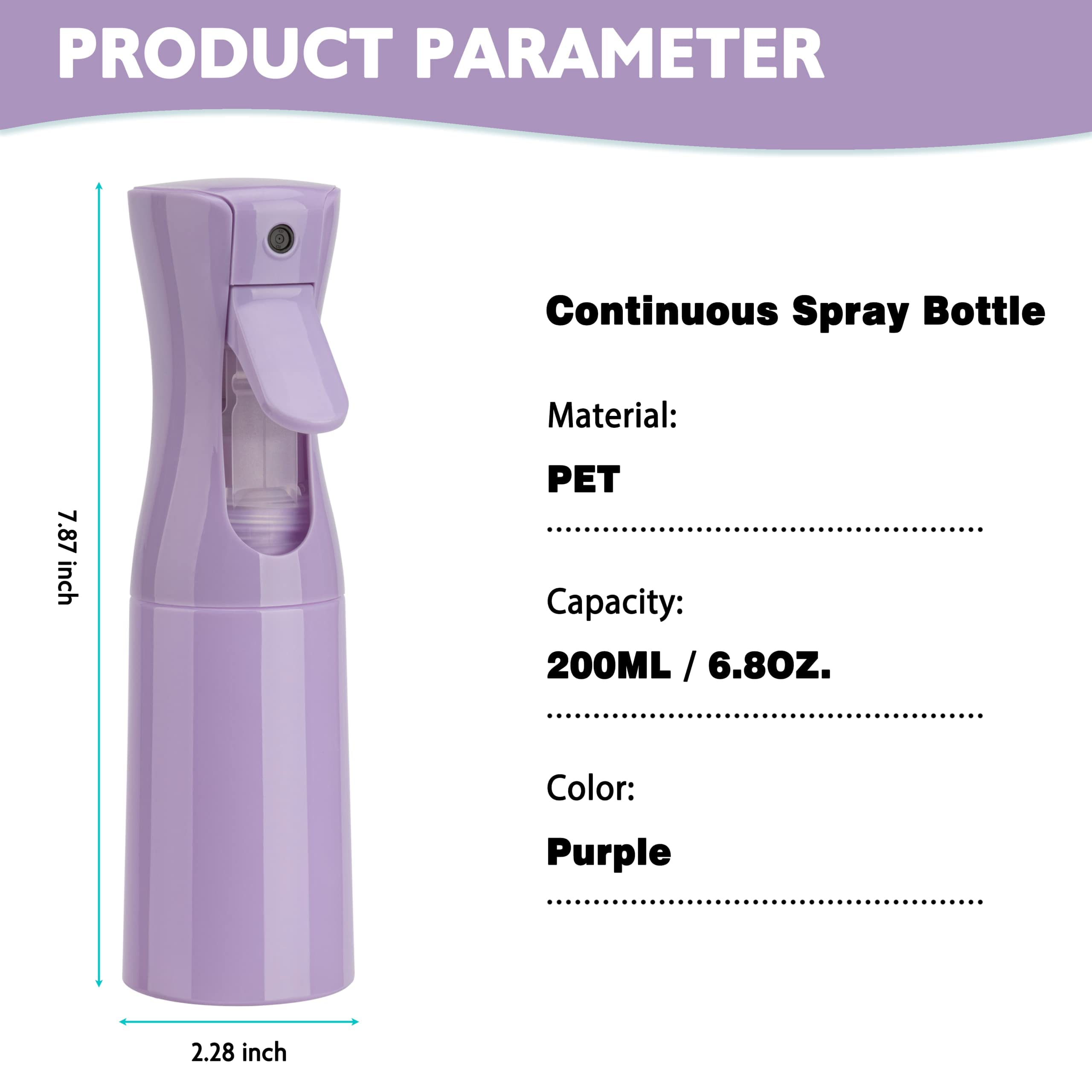 Zuhose Continuous Spray Bottle, 6.8Oz /200Ml Hair Mister Spray Bottle, Mist Spray Bottle For Hair, Fine Mist Water Spray Bottle