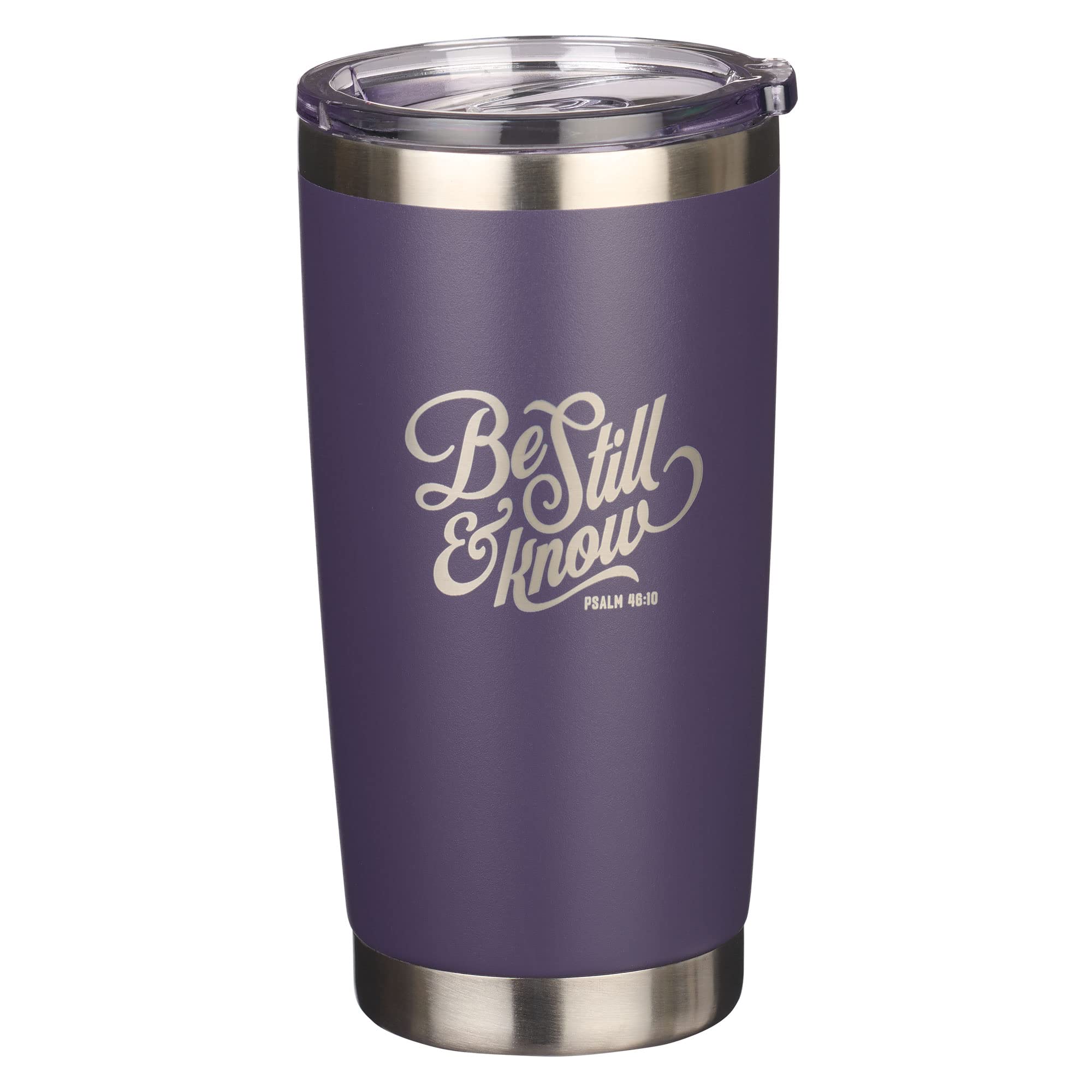 Christian Art Gifts Stainless Steel Double-Wall Vacuum Insulated Tumbler Travel Mug For Women: Be Still & Know - Psalm 46:10 Bib