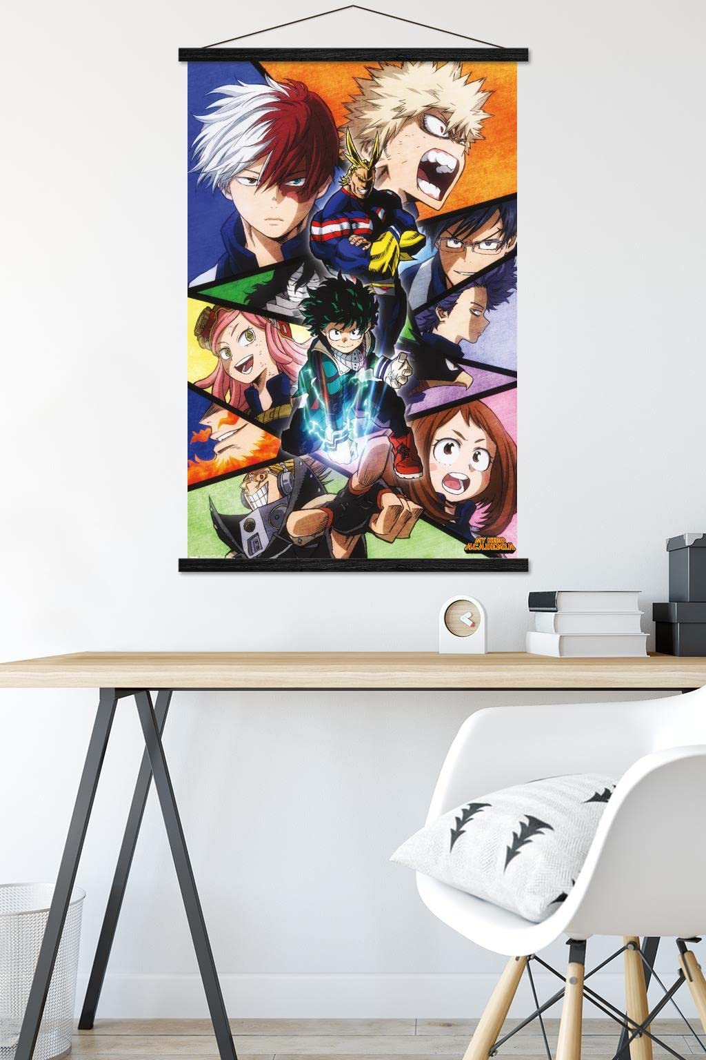 Trends International My Hero Academia - Faces Wall Poster, 22.37'' X 34.00'', Premium Print And Black Hanger Bundle