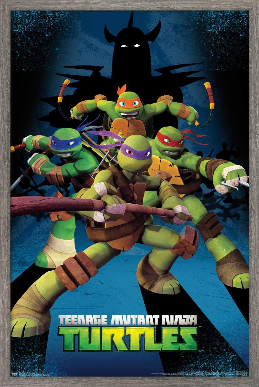 Trends International Nickelodeon Teenage Mutant Ninja Turtles - Assemble Wall Poster, 14.725'' X 22.375'', Barnwood Framed Versi
