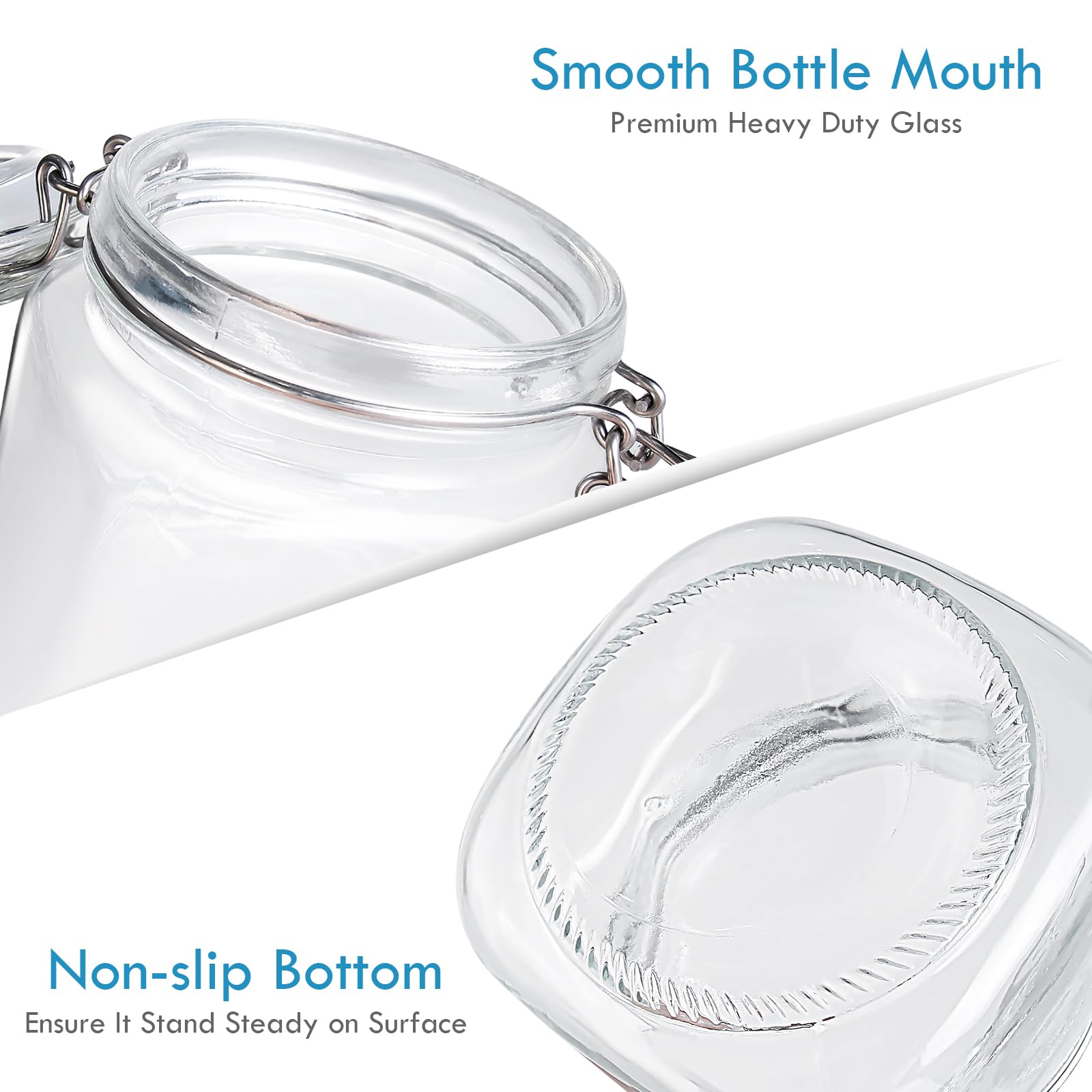 Yeboda 16Oz Food Storage Canister Glass Jars With Clamp Airtight Lids And Silicone Gaskets For Multi-Purpose Kitchen Containers