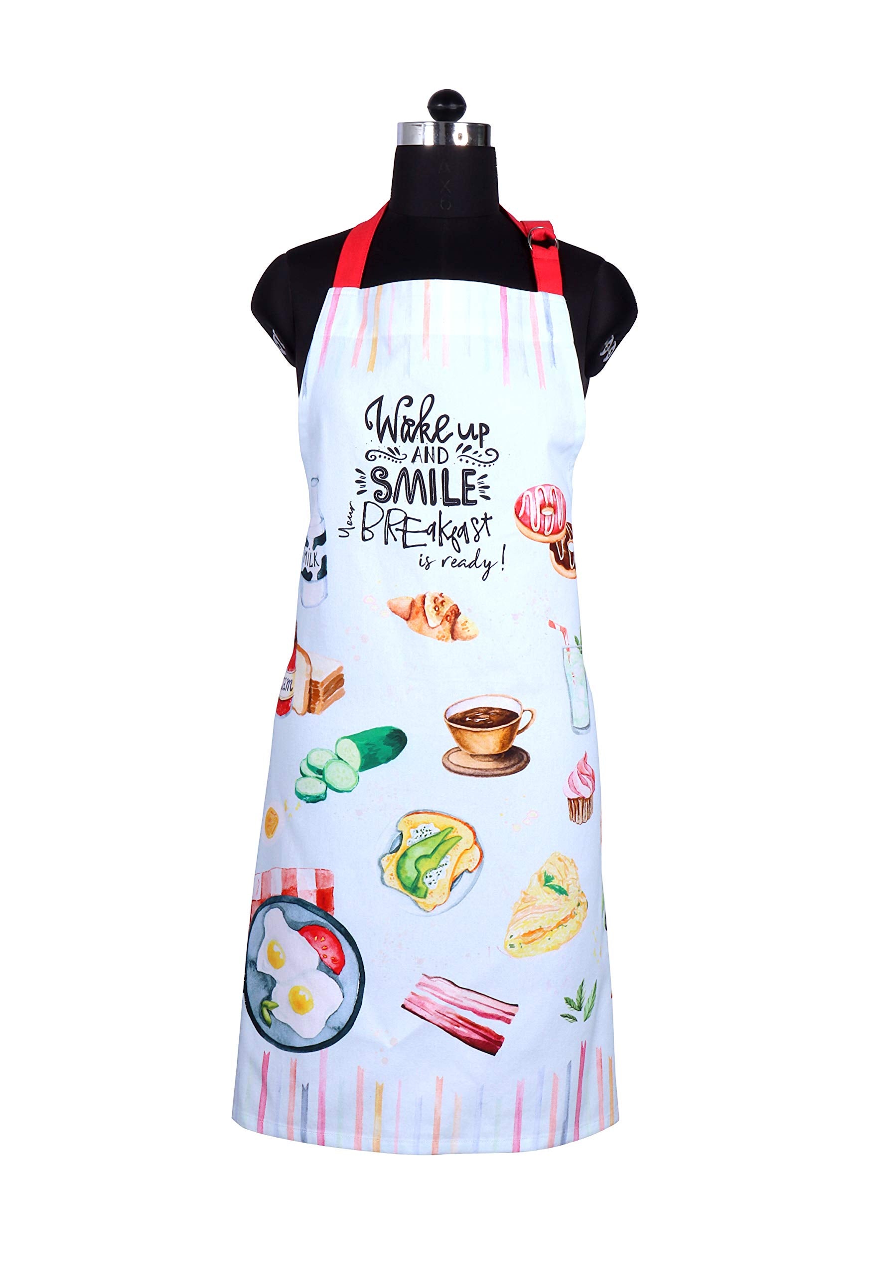 Amour Infini Aprons For Women Cotton Washable Breakfast Apron 27.5 X 33 Inches Adjustable Strap & Waist Ties For Baking Cooking