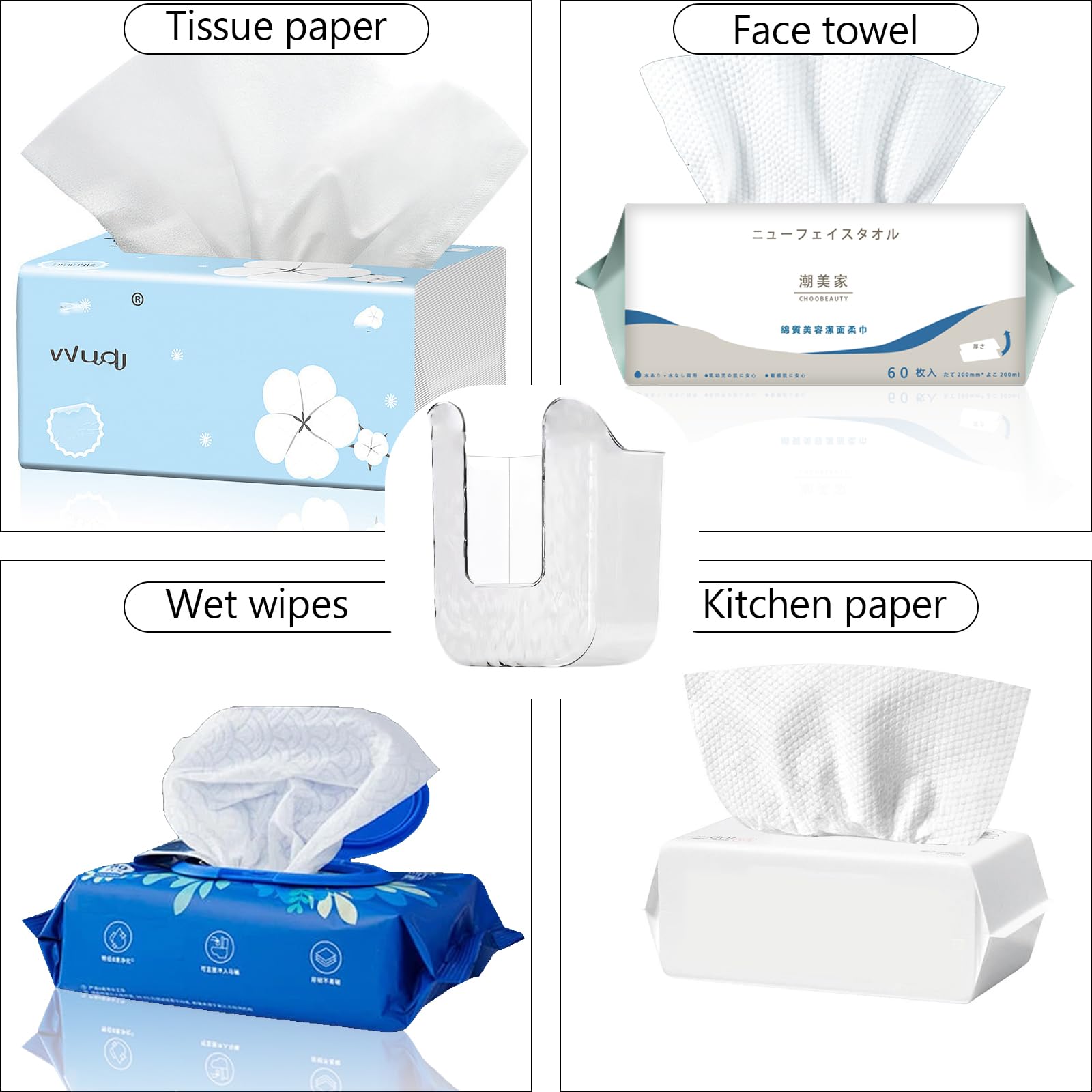 Xanadued Kitchen Wipes Storage, Flushable Wipes Holder For Bathroom, Wall-Mounted Tissue Box, Non-Slip Flushable Wipes Holder, W