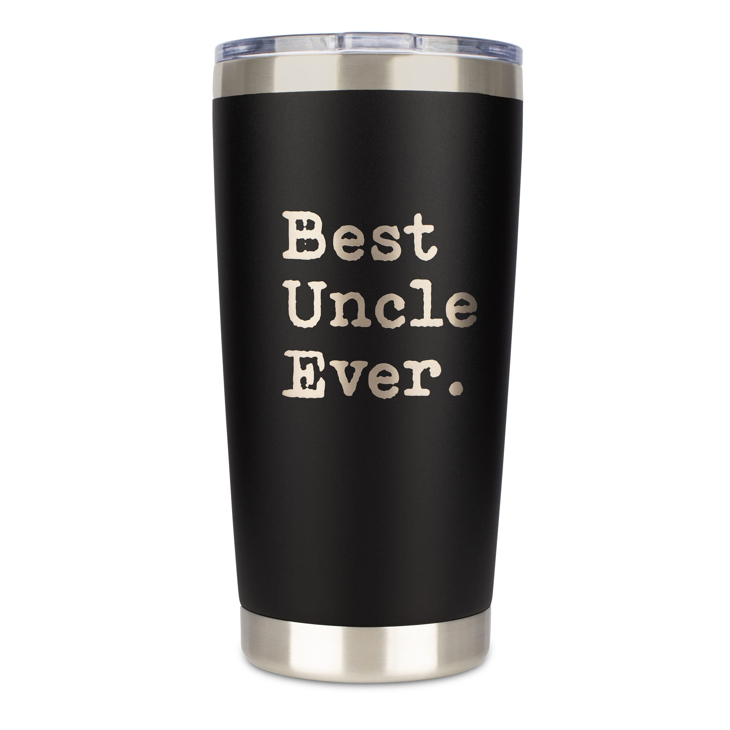 Jenvio Uncle Gifts | Best Uncle Ever | 20Oz Stainless Steel Laser Etched Travel Tumbler/Mug Sliding Lid And 2 Straws | Funny Val