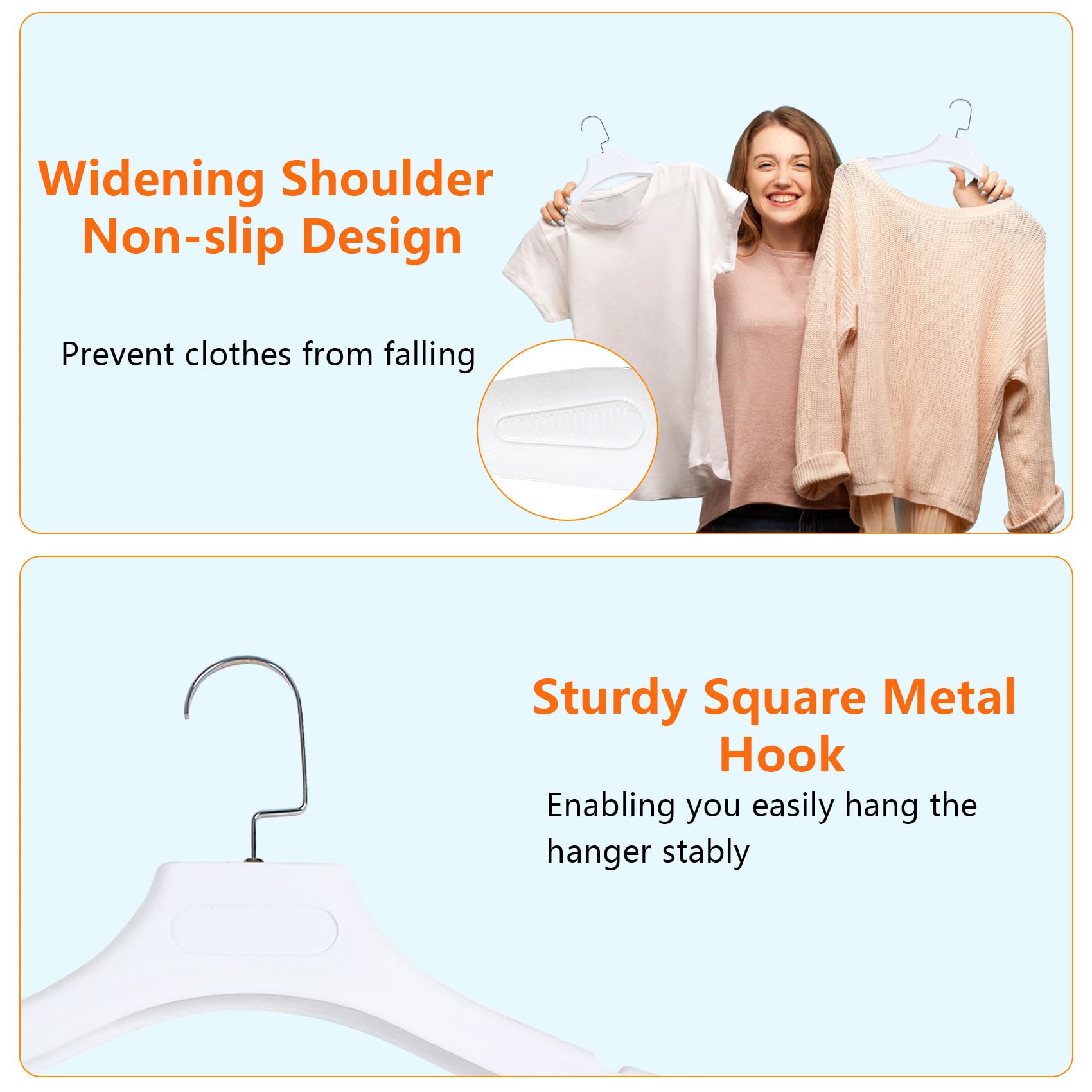 Plastic Extra Wide Suit Hangers  Pack of 20  Width: 17.7'' Notched Shoulders & Swivel Hooks  White