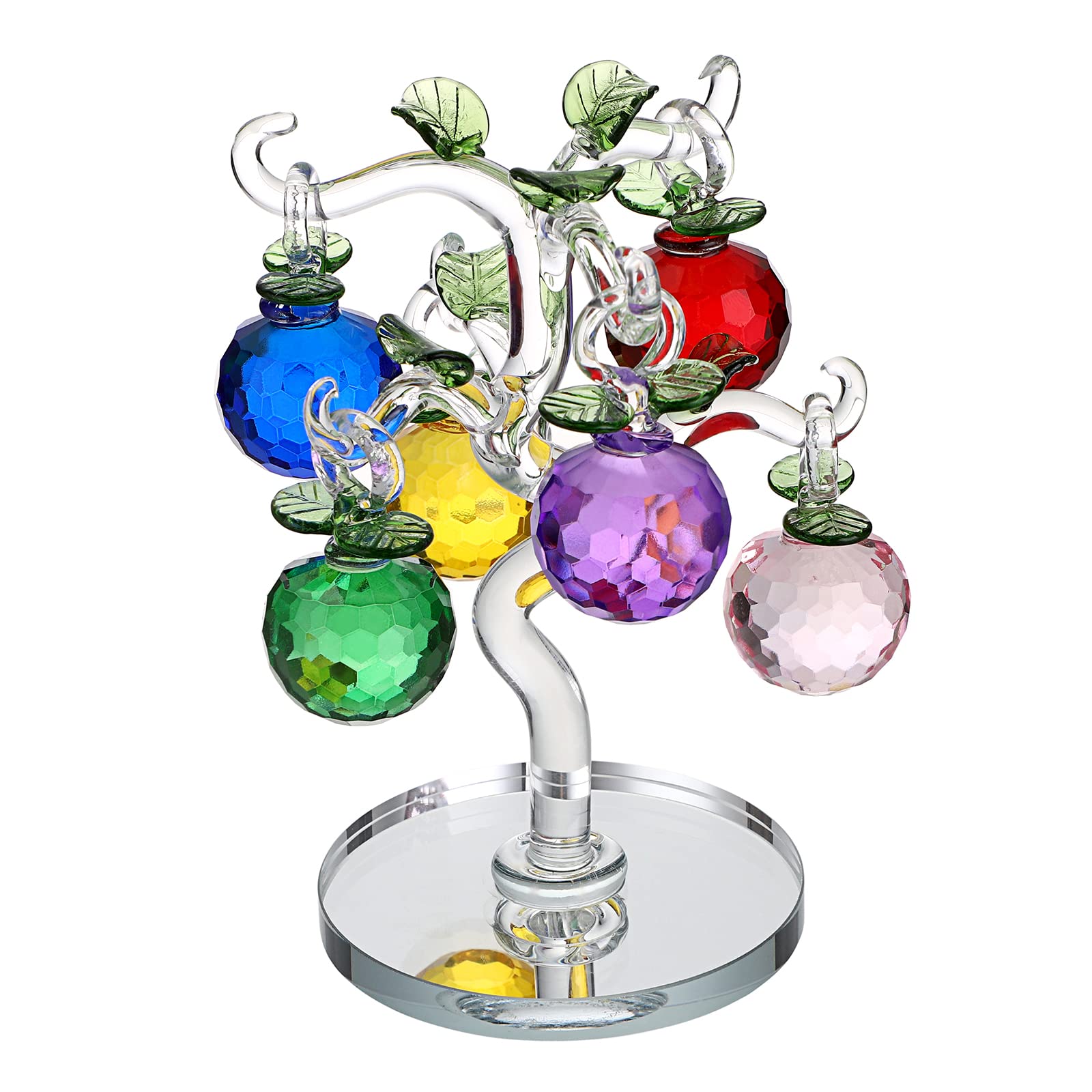 OwnMy Crystal Apple Tree Ornament Artificial Apple Tree Figurine Decorative Apple Tree Collectible, Glass Apple Tree Paperweight