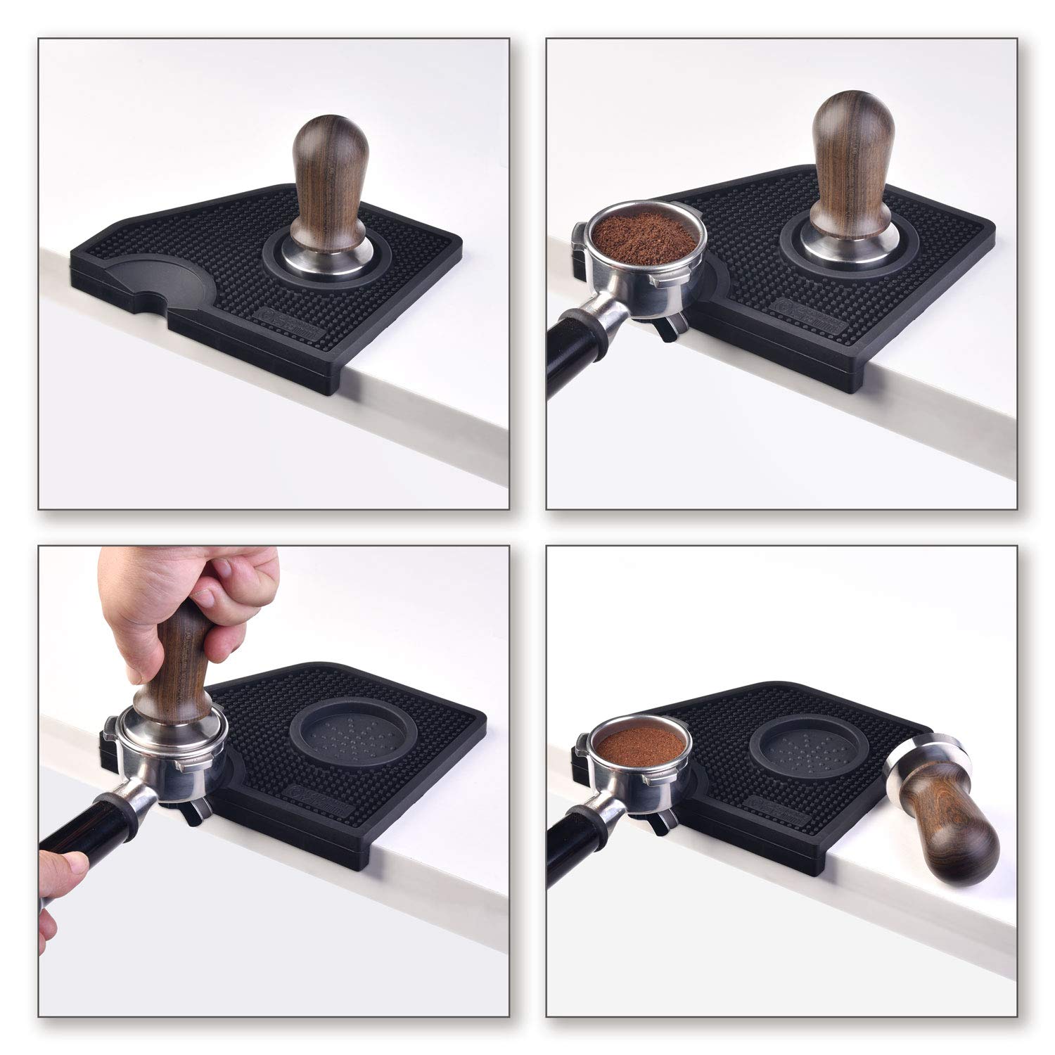 Santo Espresso Silicone Coffee Tamper Mat, Black, Model EM-001, Durable and Non-Slip Coffee Tamp Mat for Perfect Brewing