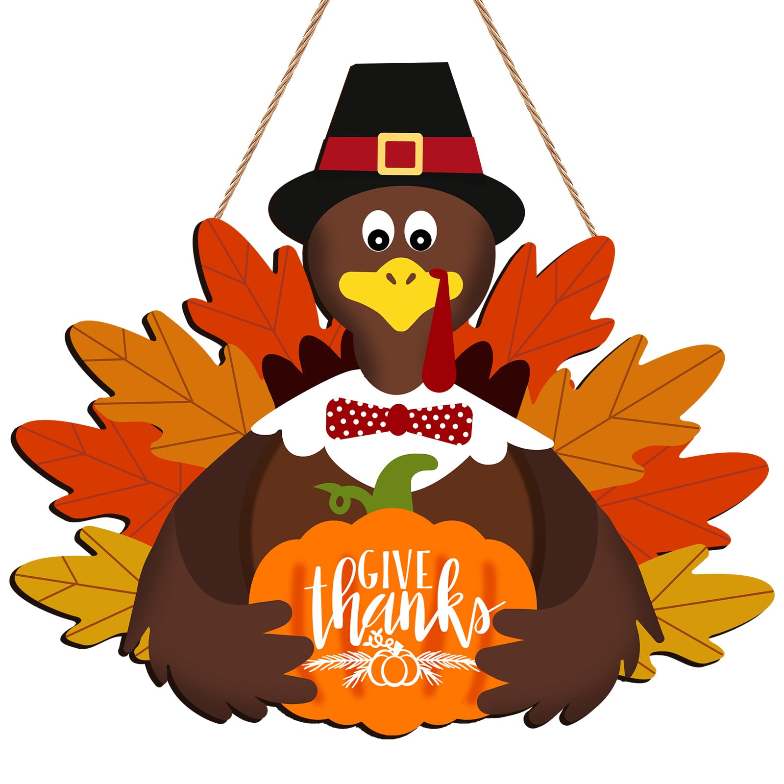 Thanksgiving Decorations for Front Door, Wooden Welcome Sign for Fall Decor, Hanging Turkey Autumn Sign for Harvest Home Farmhou