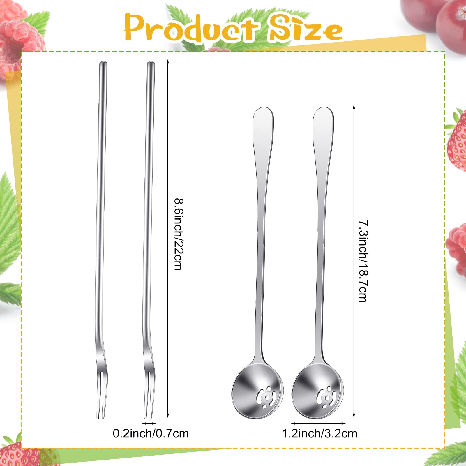 Didaey 4 Pcs Pickle Fork And Olive Spoon Strainer Set Stainless Steel Long Handle Pick Jar Serving Spoon With Drain Hole Spoon P