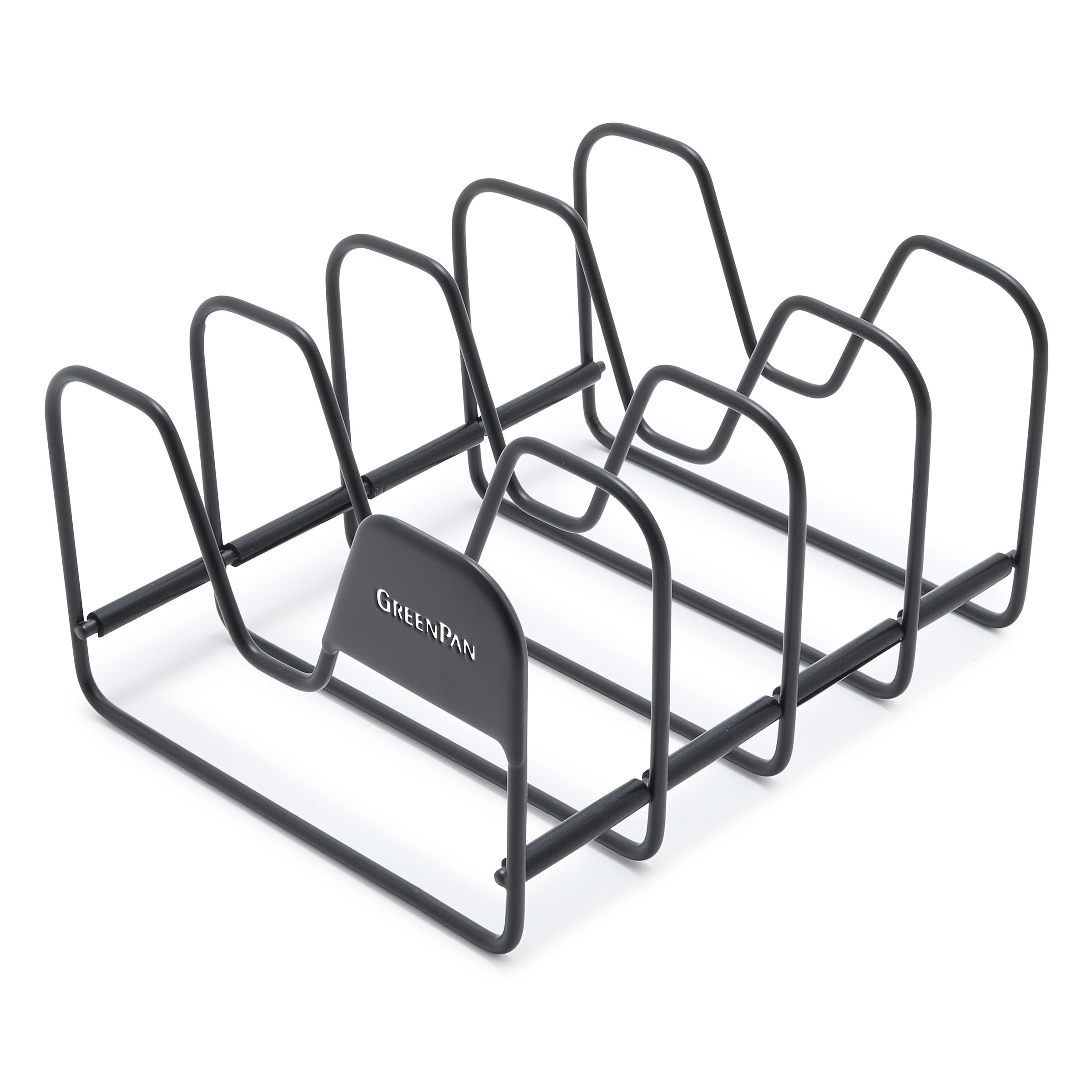 GreenPan Stainless Steel Wire Pots and Pans Lid Storage Rack, Holds 4 Lid Covers, Easy Storage, Countertop or Cabinent Organizer