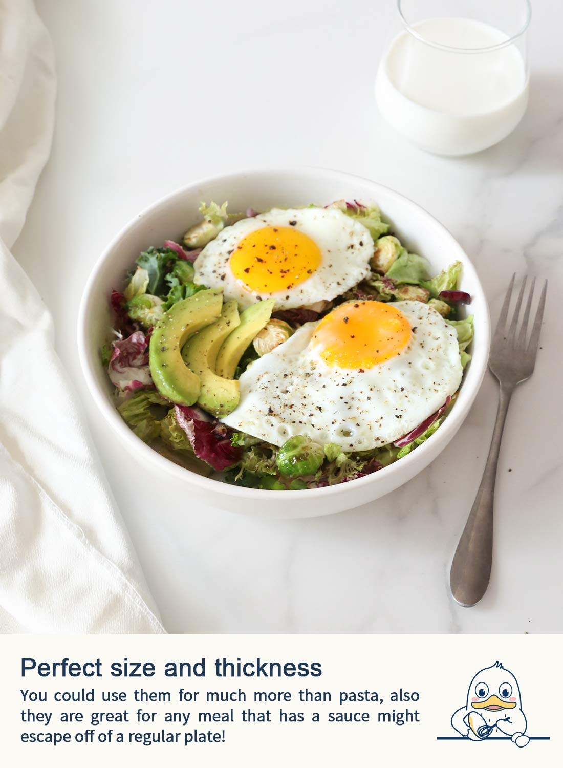 Le Tauci Pasta Bowls 32 Ounce, Large Salad Bowls And Serving Bowls, Soup Bowl, Ceramic Pasta Plates - Set Of 4, White