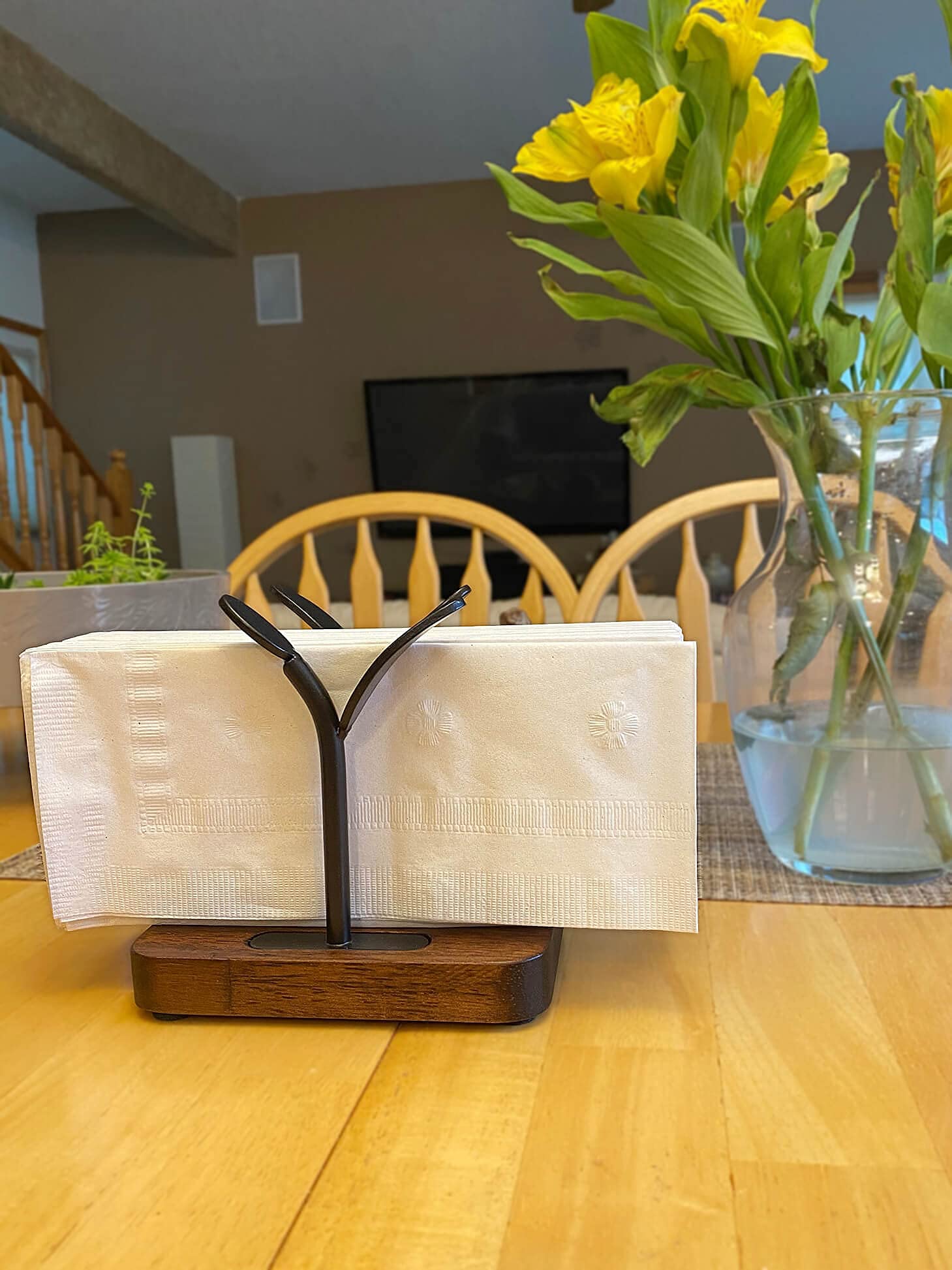 Leaf Napkin Holder, Wooden Napkin Holder For Tables, Freestanding Tissue Dispenser For Kitchen Countertop, Dining, Picnic Table,