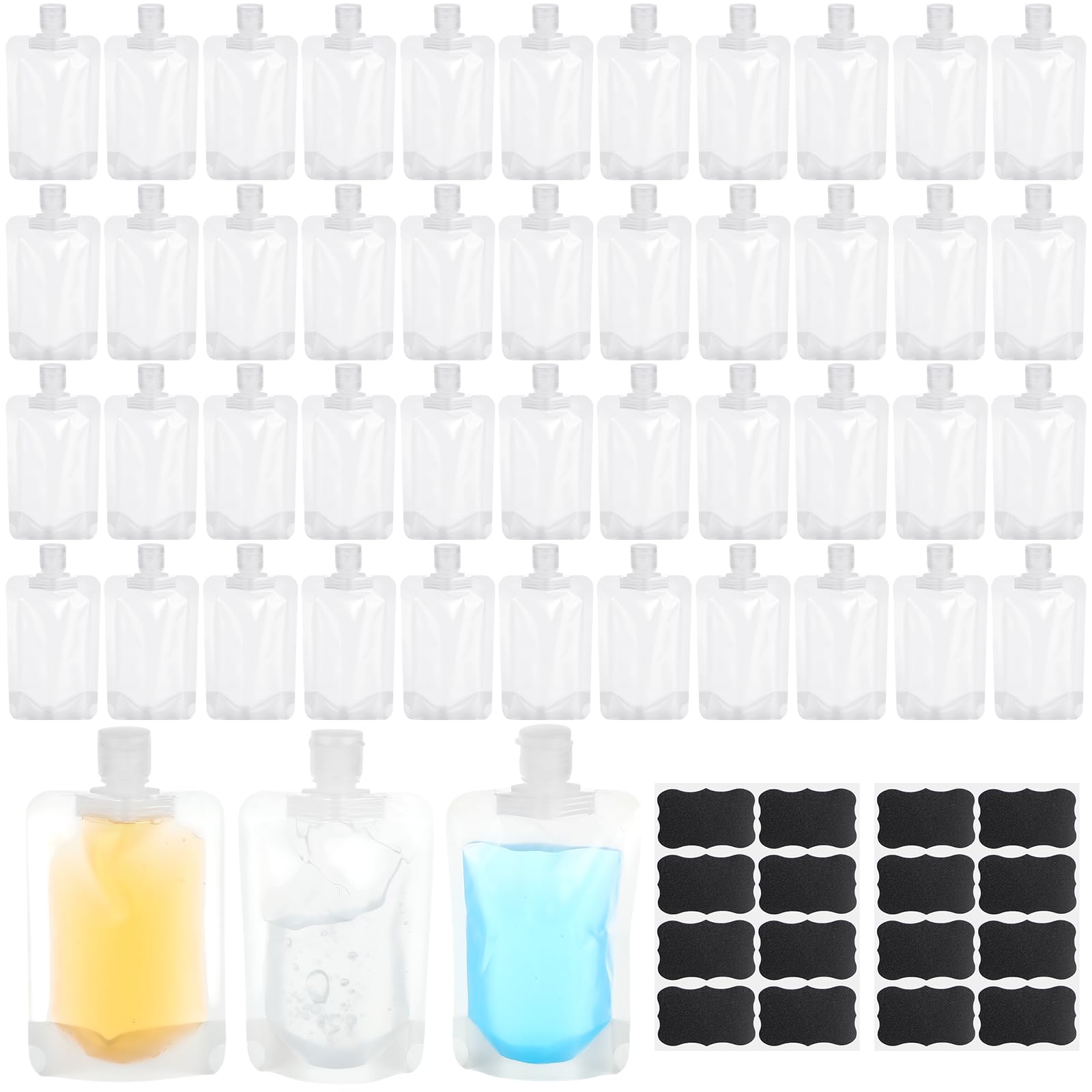 Funnymoom 72 Pcs Travel Pouches for Toiletries Bulk Leakproof Refillable Travel Size Containers TSA Approved Squeeze Empty Pouch