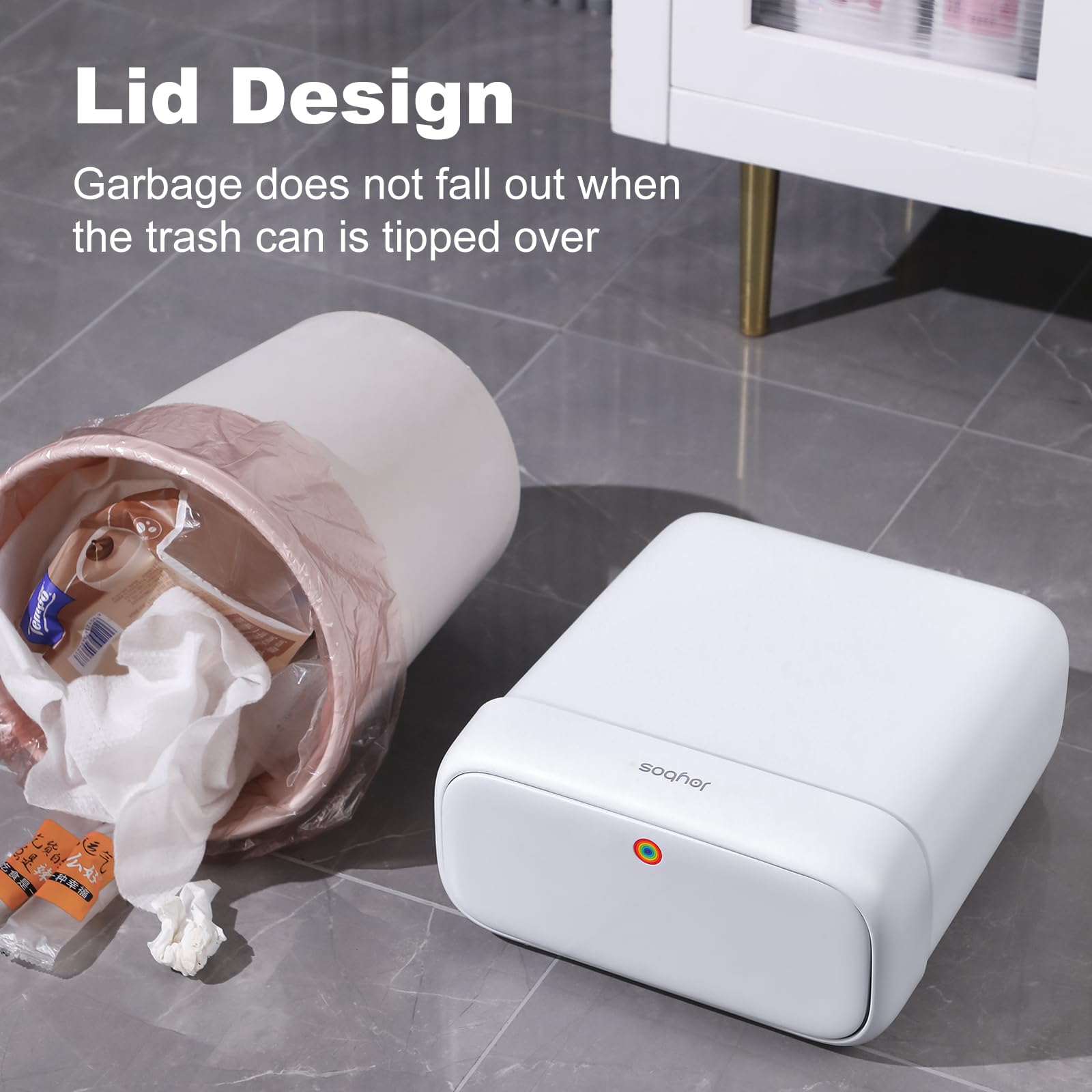Joybos Bathroom Trash Can With Lid,3 Gallon Small Garbage Can With Press Top Lid,10L Dogproof Slim Plastic Narrow Trash Bin With