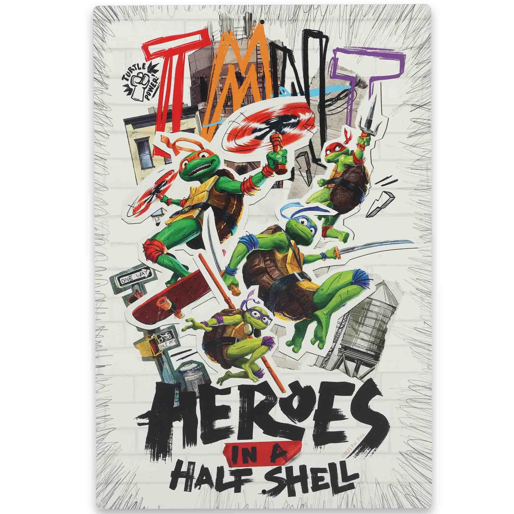 Teenage Mutant Ninja Turtles Heroes in a Half Shell Metal Sign - Fun TMNT Wall Decor for Bedroom or Man Cave