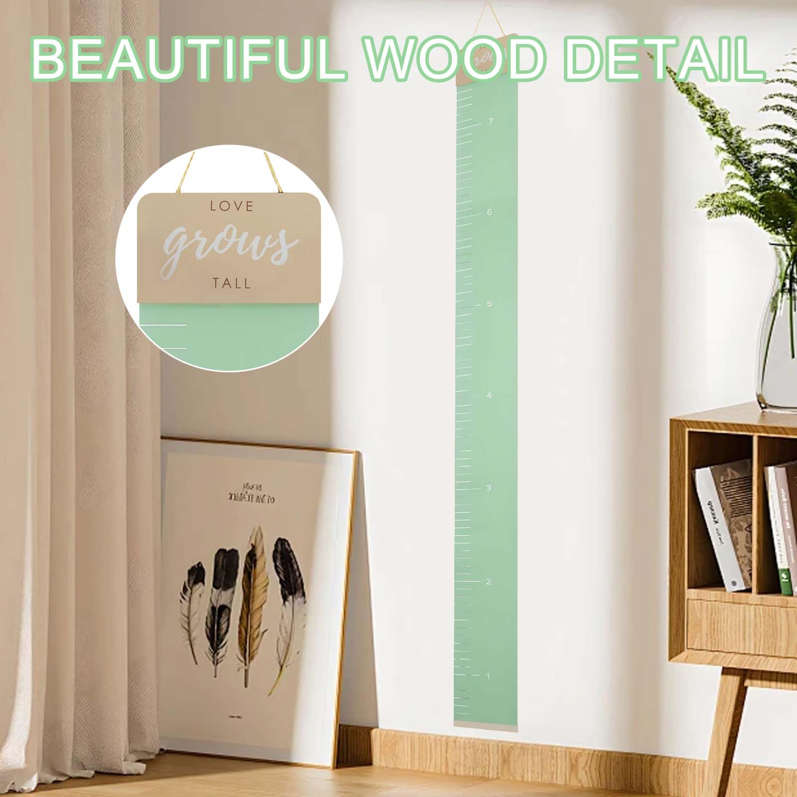 Vozekrod Height Chart for Wall - Canvas Growth Ruler with Wood Hanger, Baby Nursery Room Decor, Tracks Kids Milestones - Cute &