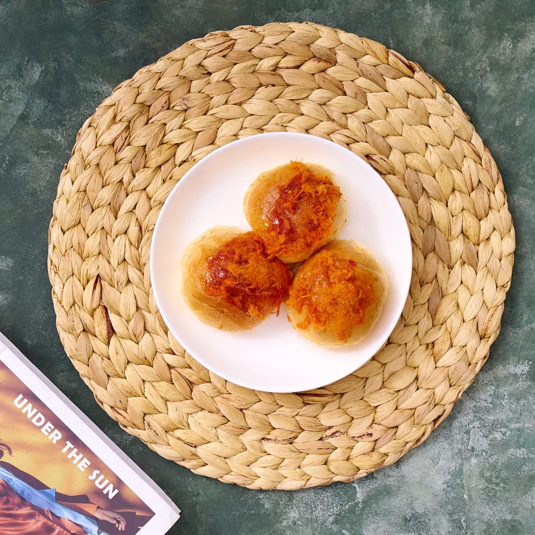 (4 Sizes: 12''-13''-14''-15'') Barien Woven Placemats Round Set Of 10, Natural Water Hyacinth Weave Placemat For Dining Table, L